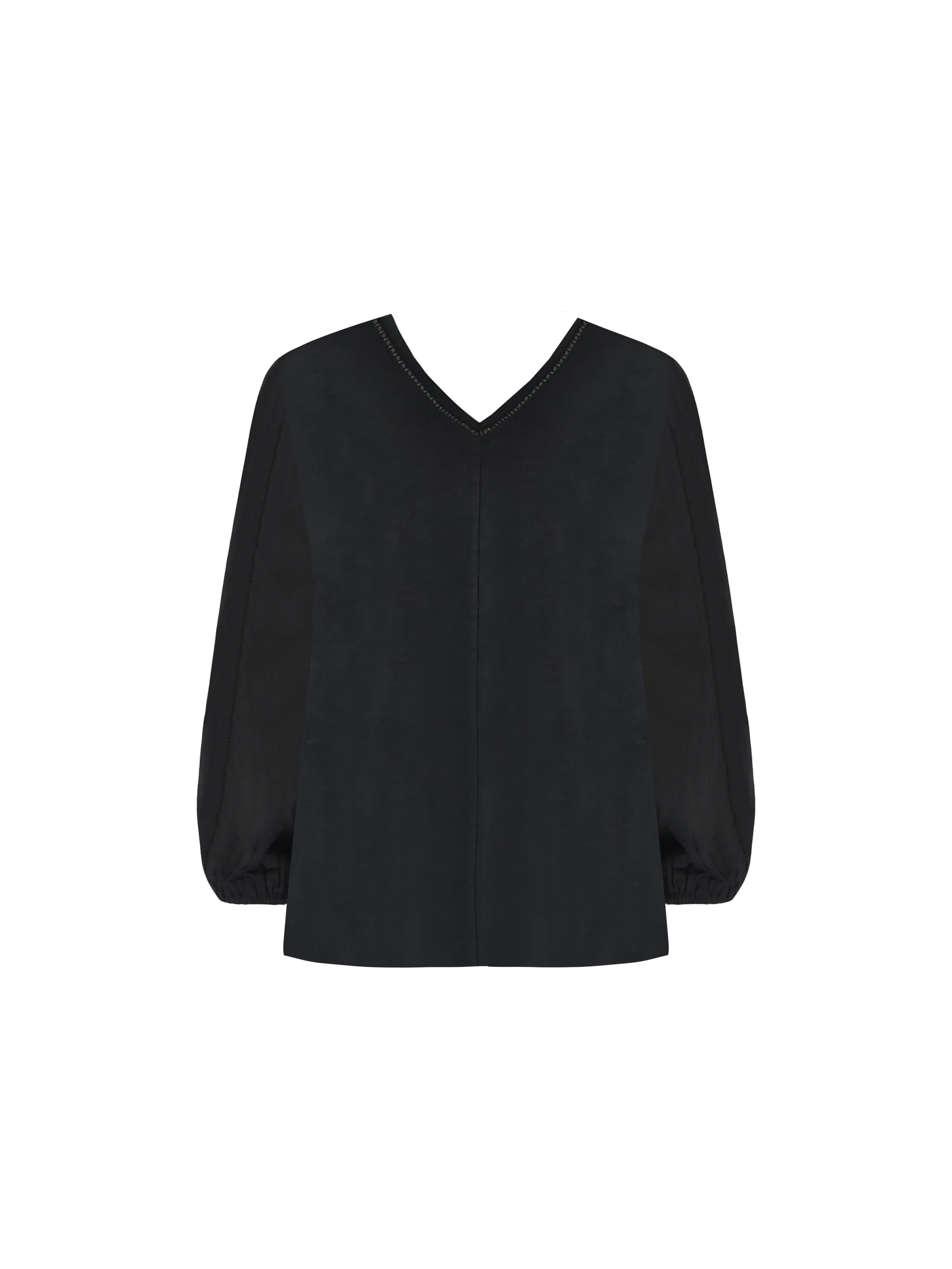 Black Cotton Slub Ladder Trim T-Shirt - Image 5