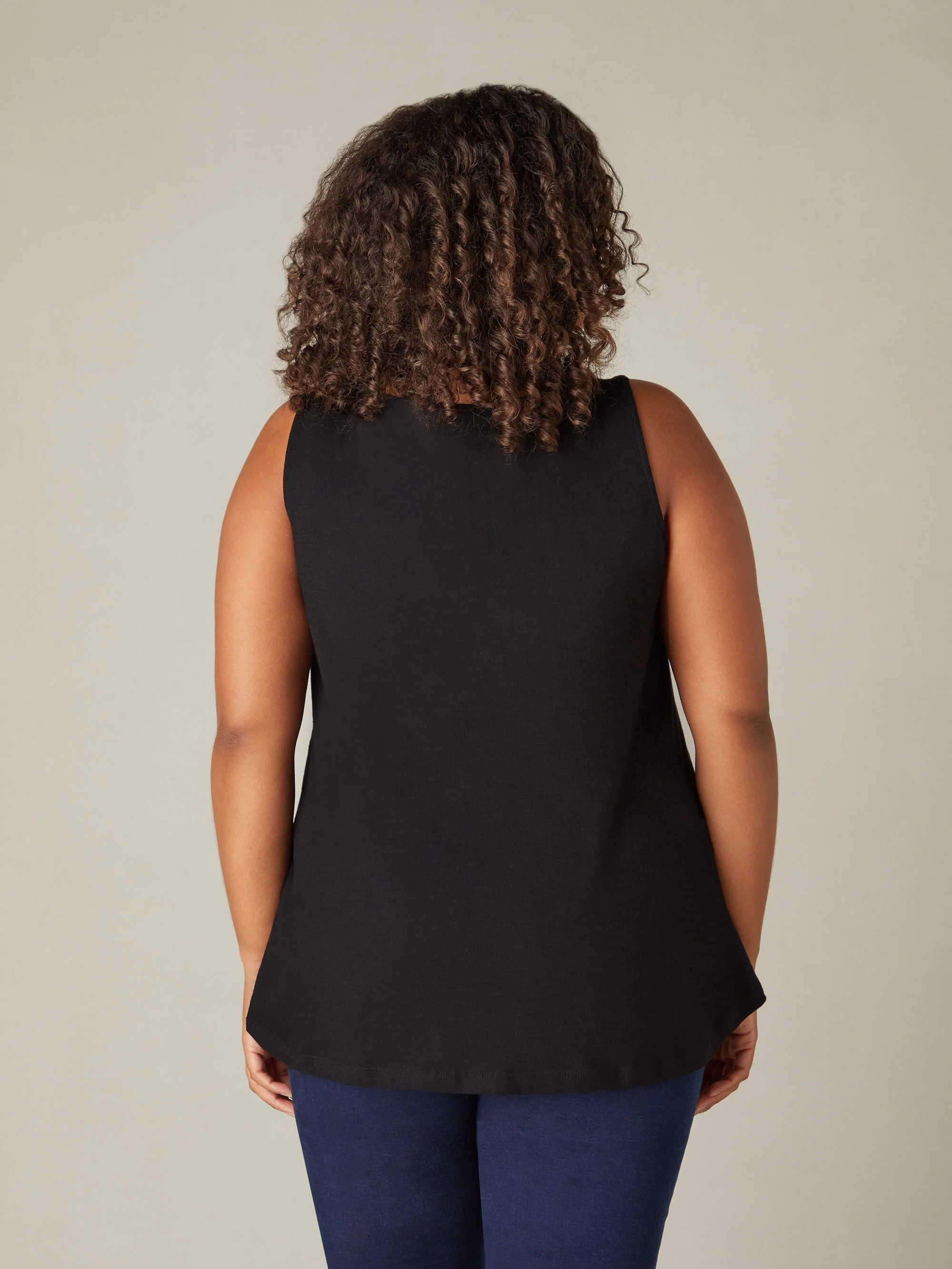 Black Cotton Slub Round Neck Vest - Image 3