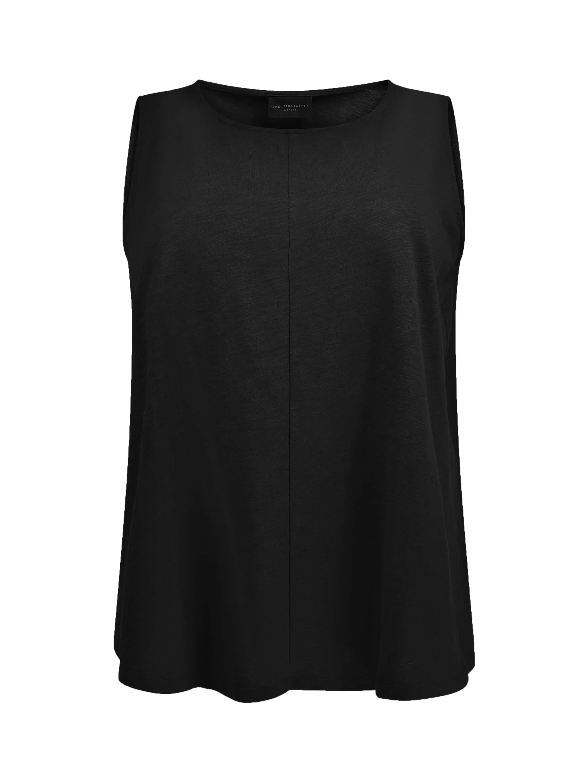 Black Cotton Slub Round Neck Vest - Image 3