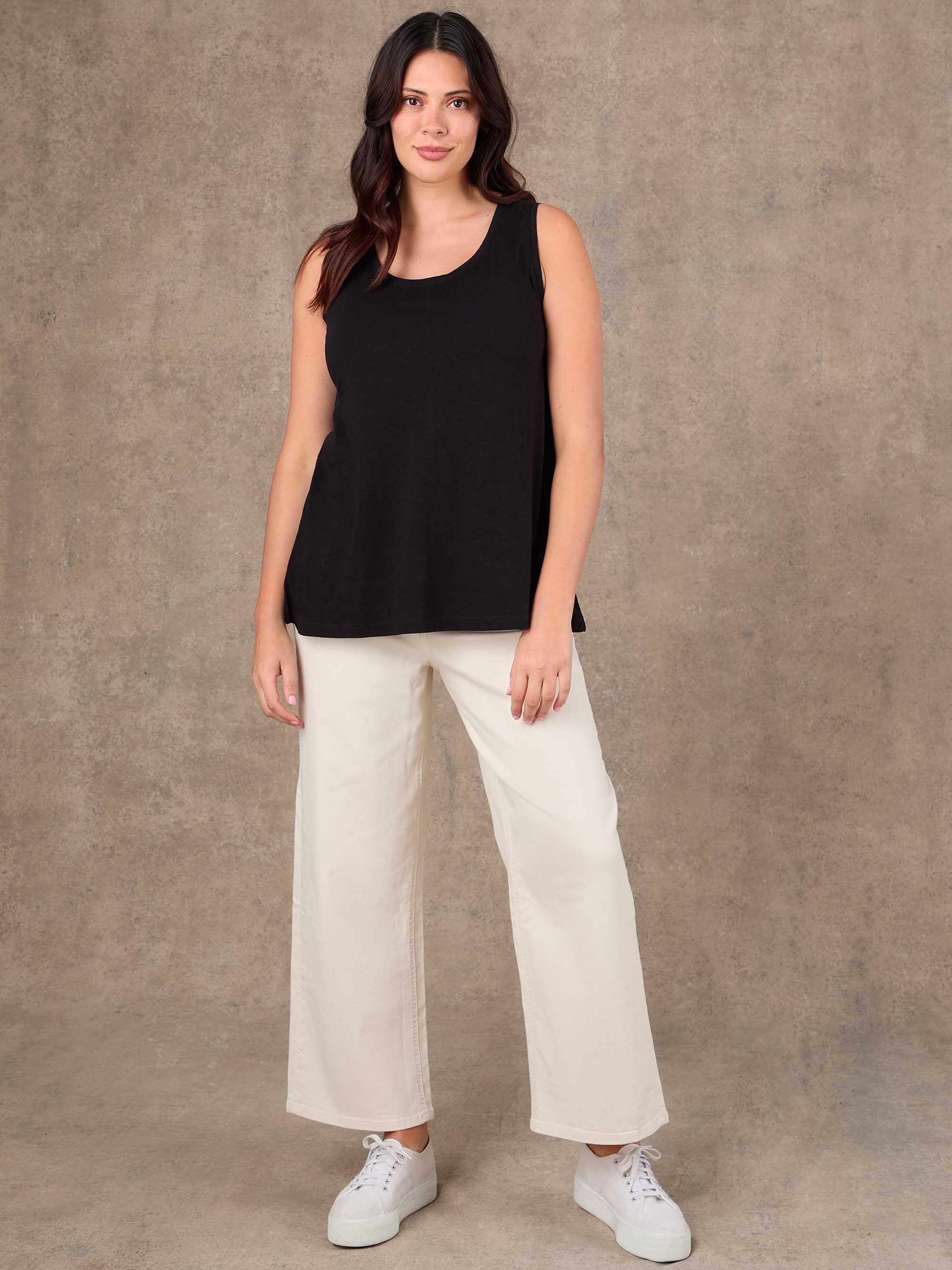 Black Cotton Slub Round Neck Vest - Image 4