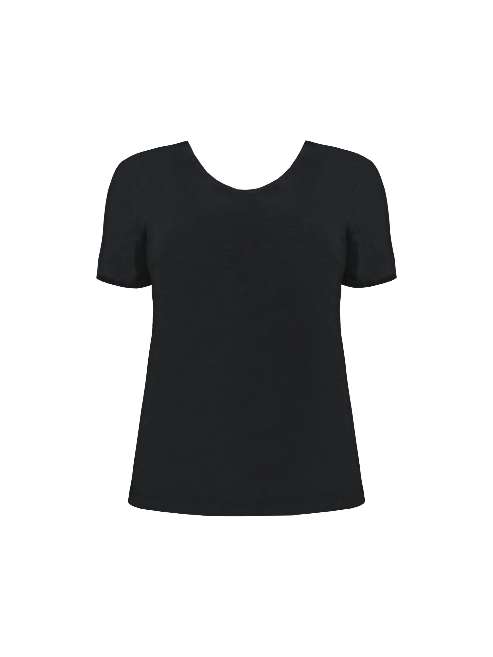 Black Cotton Slub Scoop Neck T-Shirt - Image 4