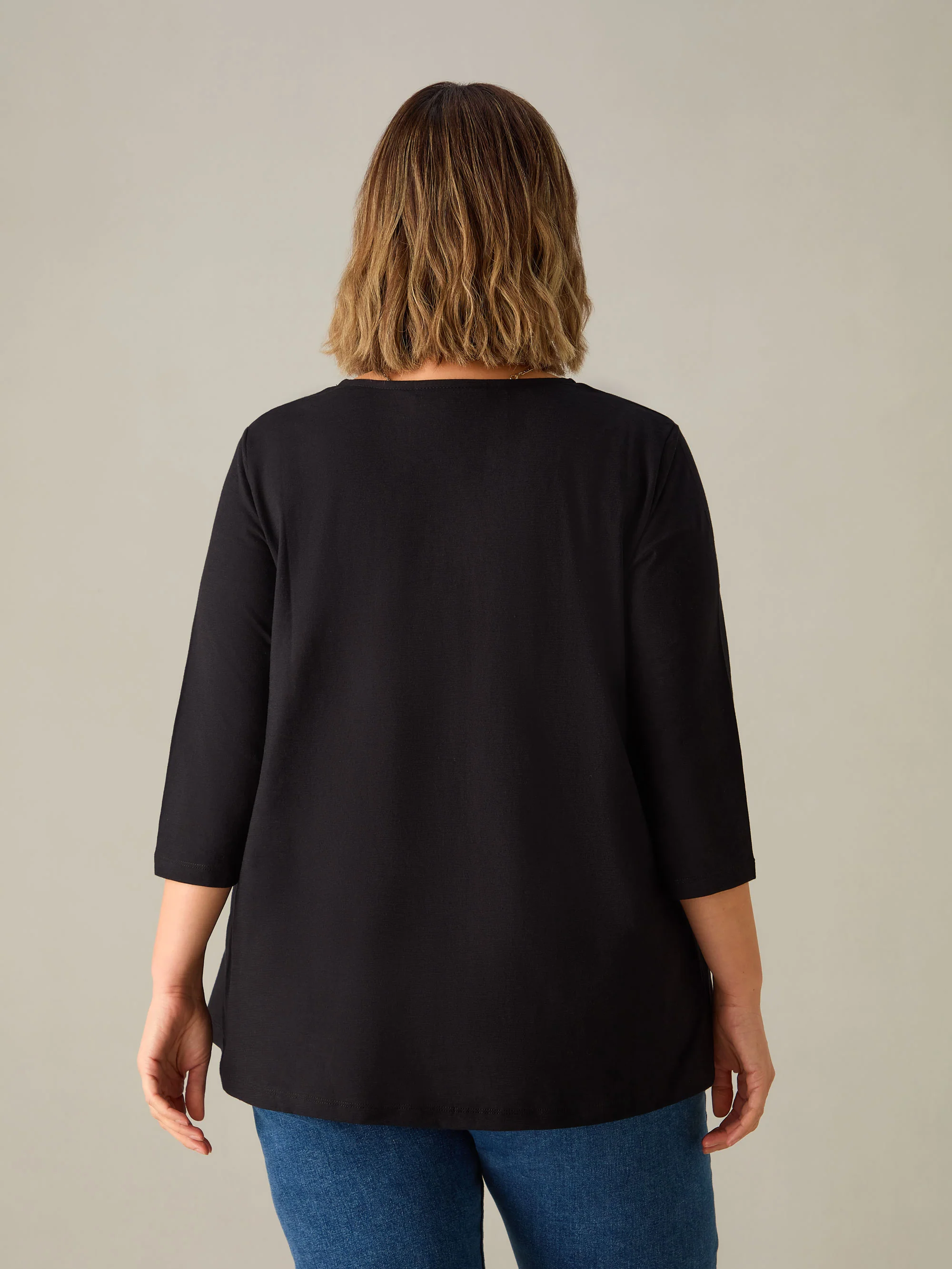 Black Cotton Slub Swing Tunic Top - Image 3