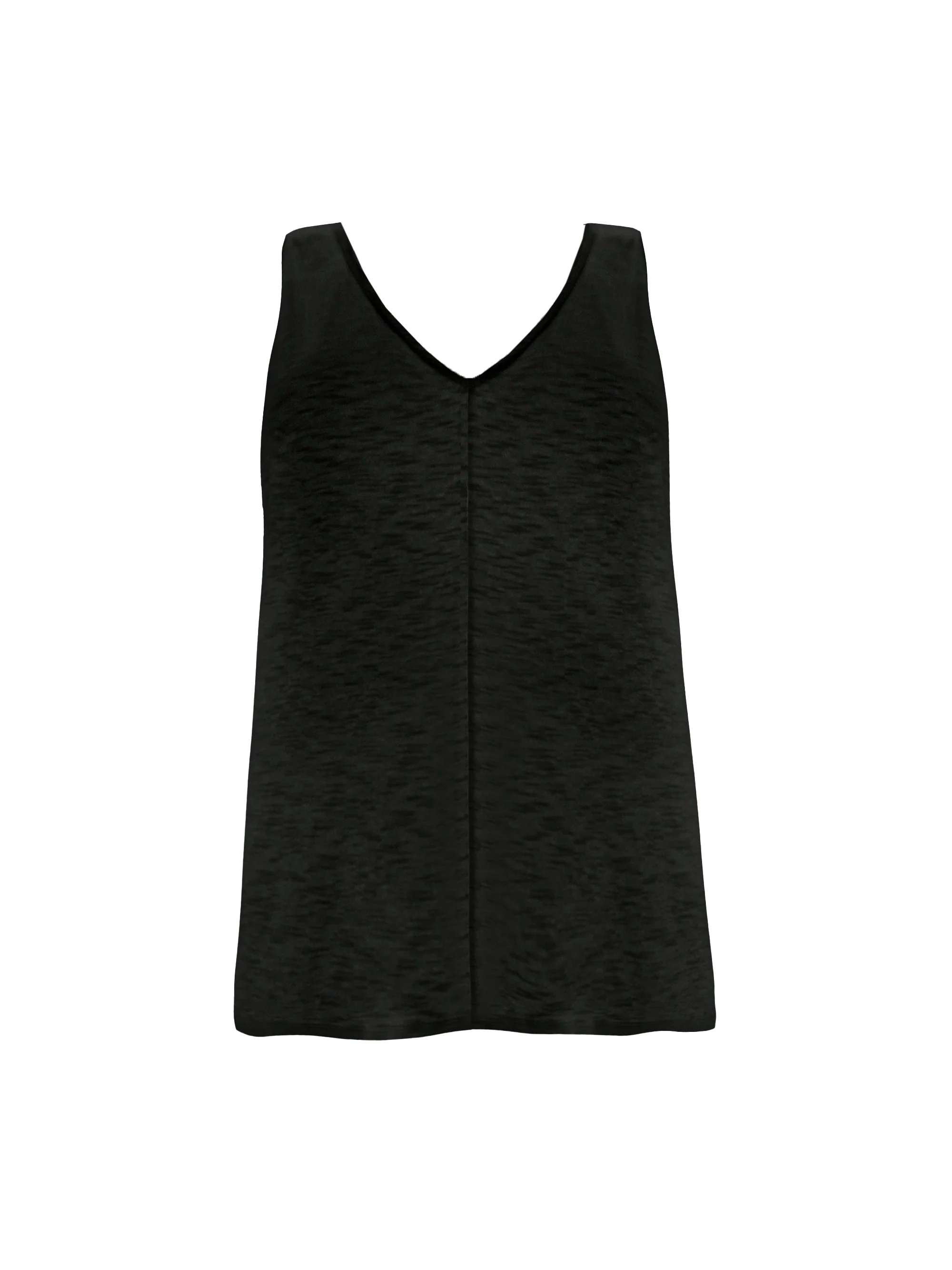 Black Cotton Slub V-Neck Vest - Image 5