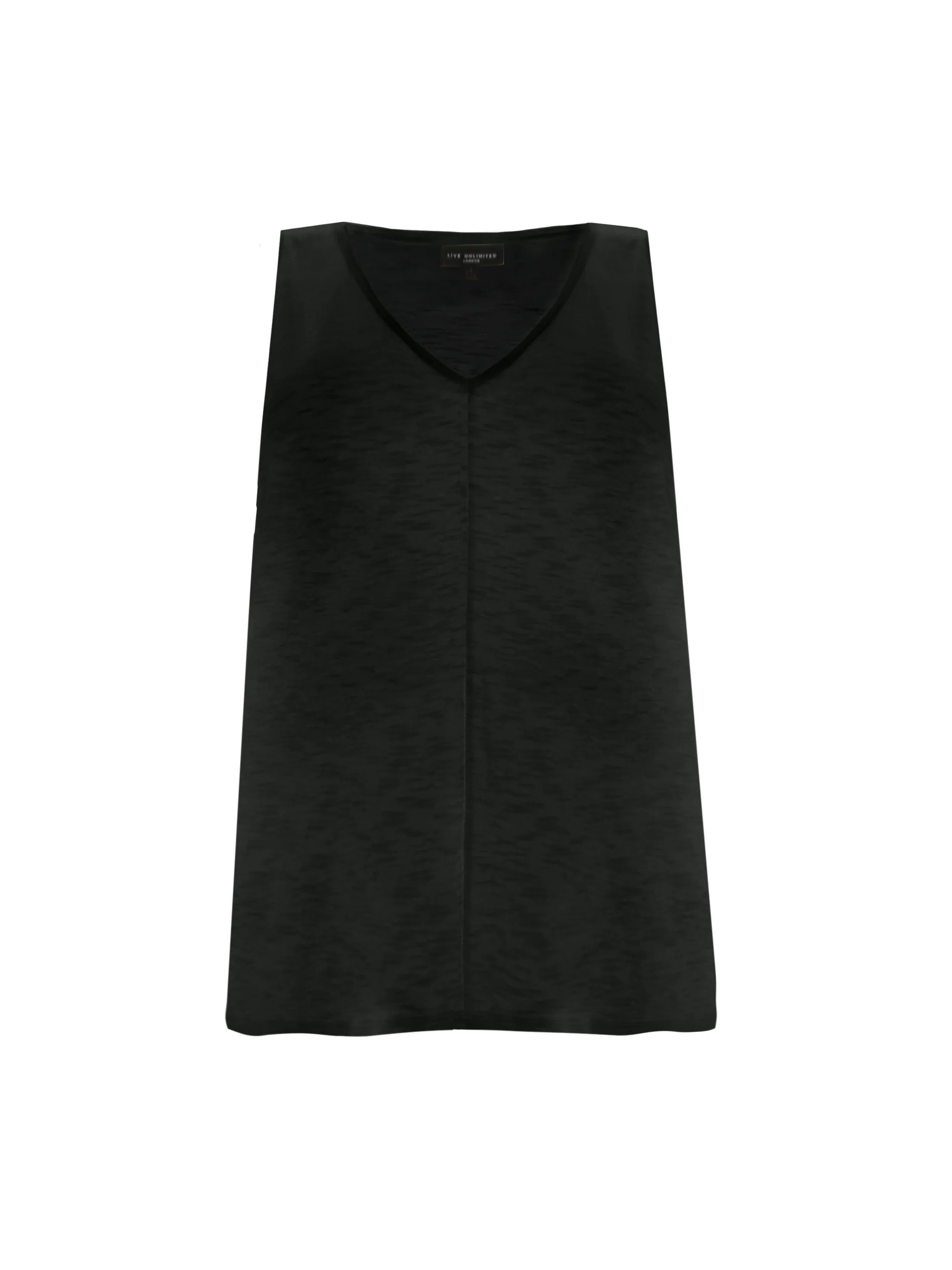 Black Cotton Slub V-Neck Vest - Image 5