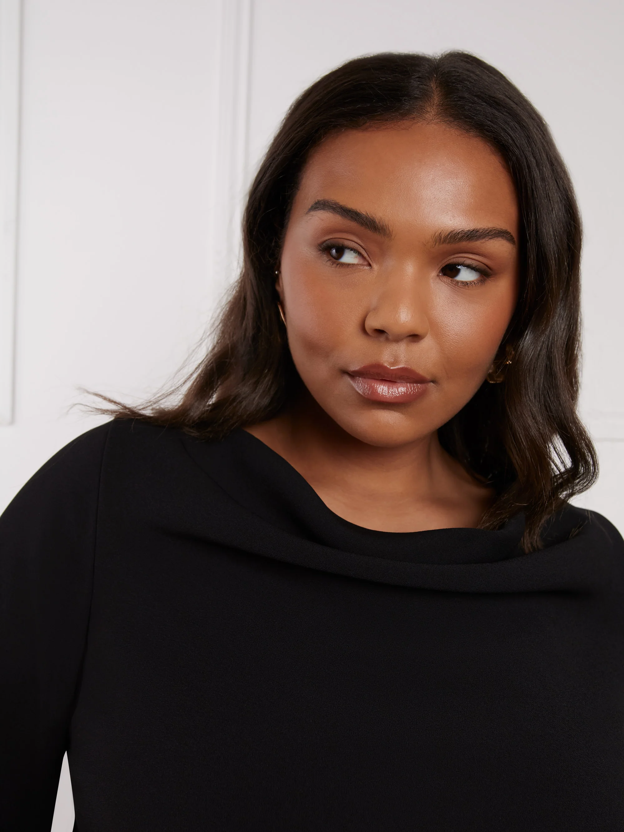 Black Cowl Neck Long Sleeve Blouse - Image 5