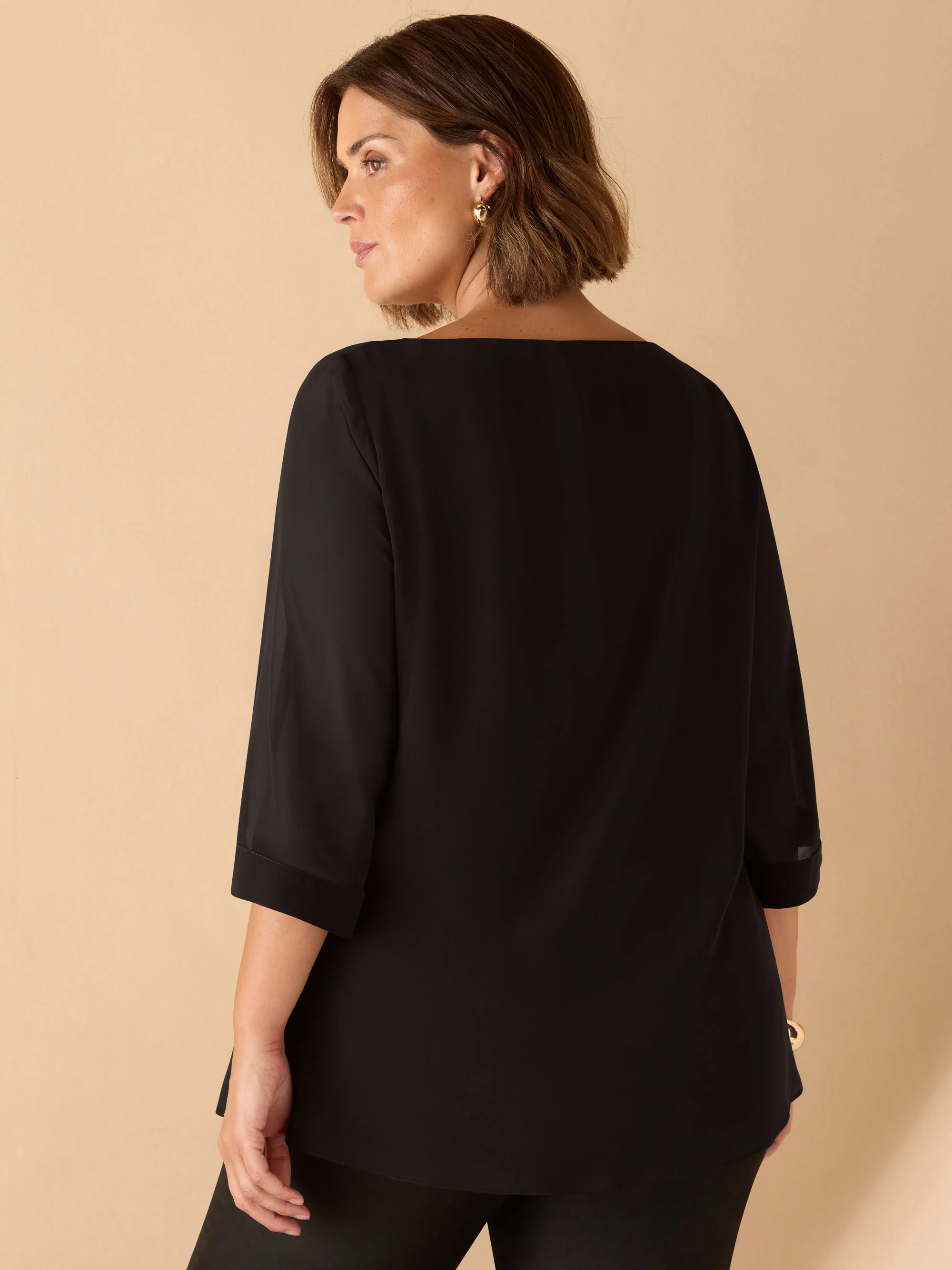 Black Cowl Neck Overlay Top - Image 3