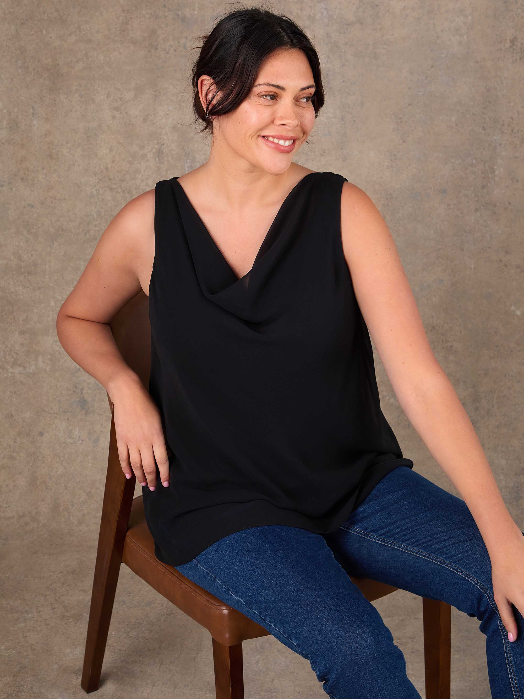 Black Cowl Neck Vest - Image 2