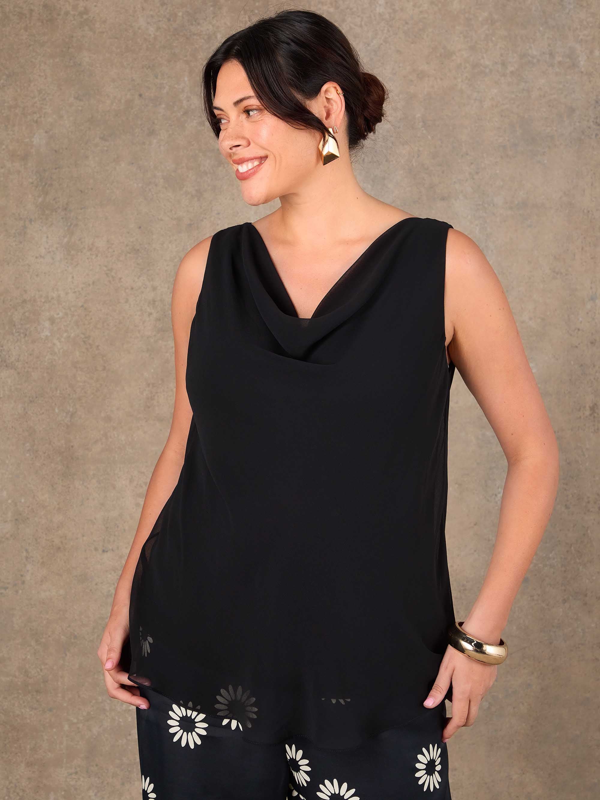 Black Cowl Neck Vest - Image 4