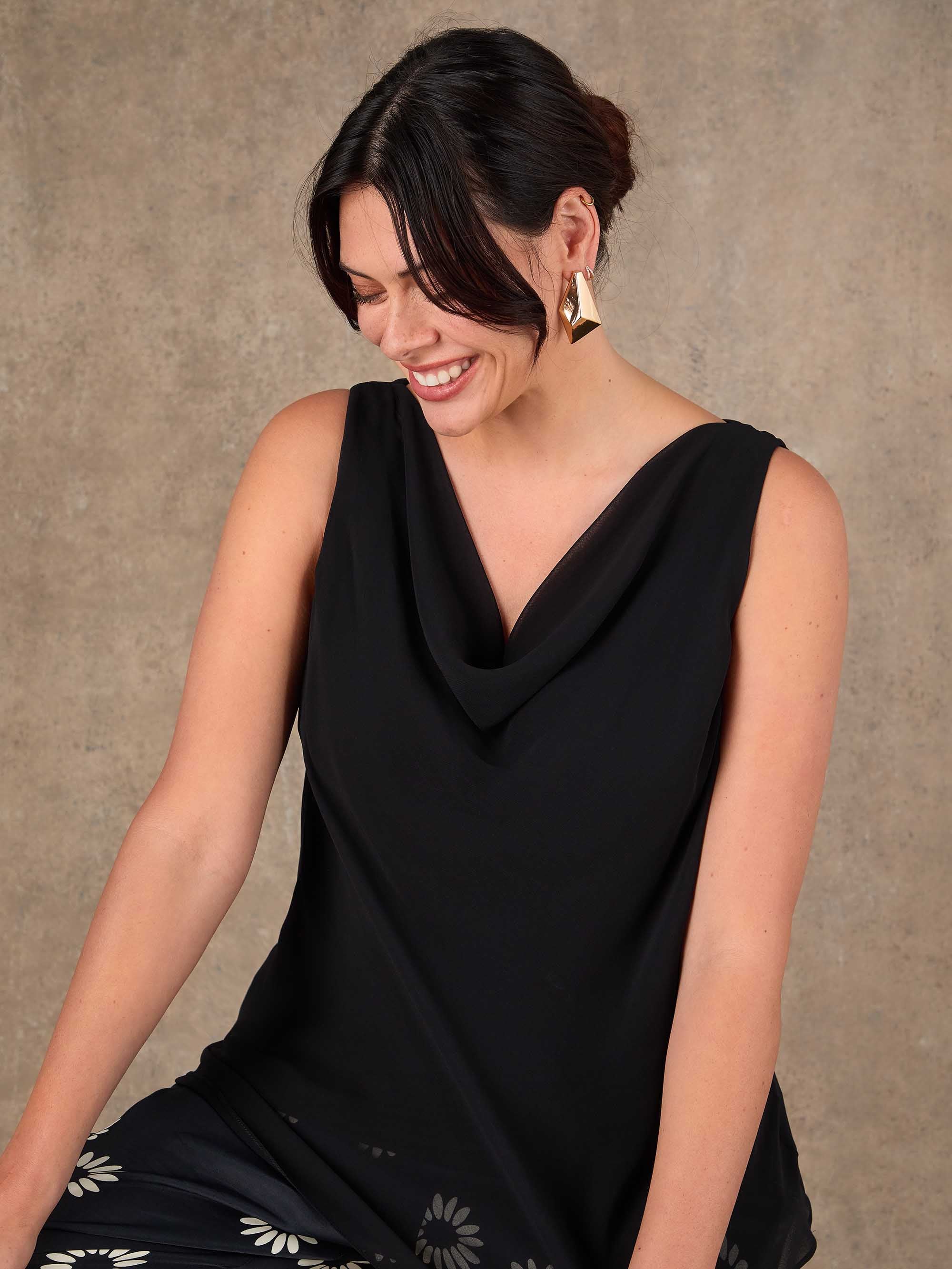 Black Cowl Neck Vest - Image 6