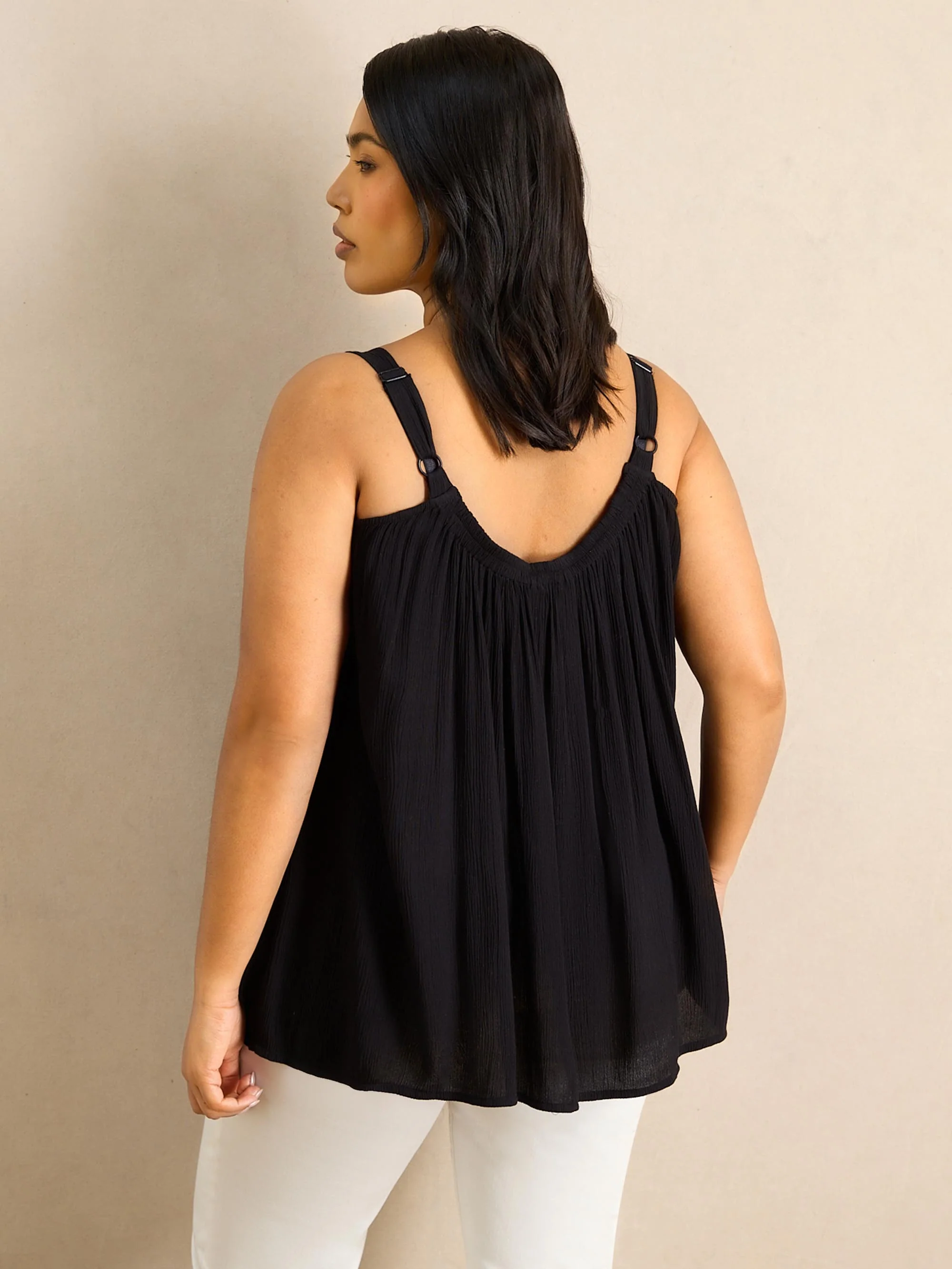 Black Crinkle Gathered Cami - Image 4