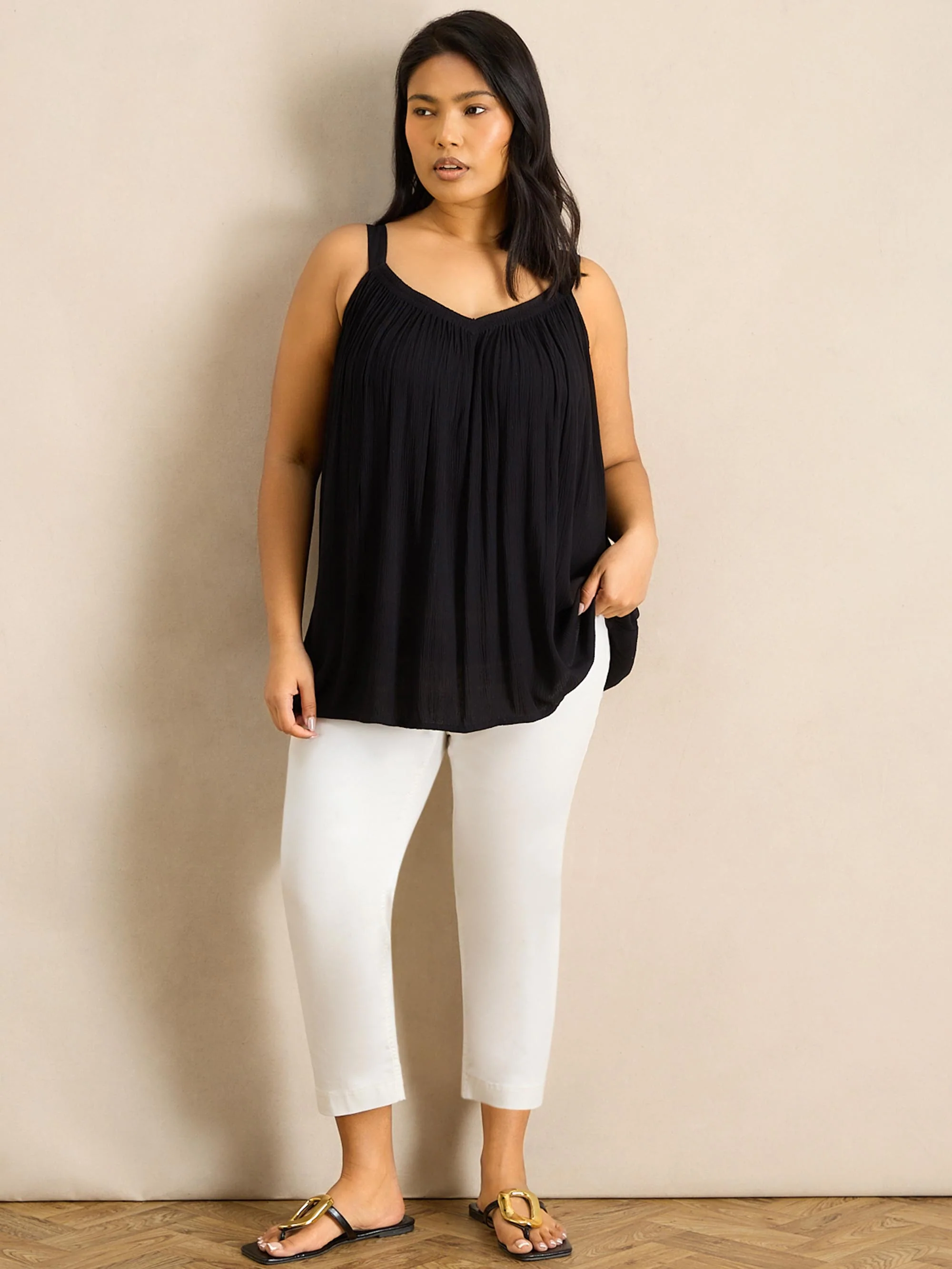 Black Crinkle Gathered Cami - Image 5