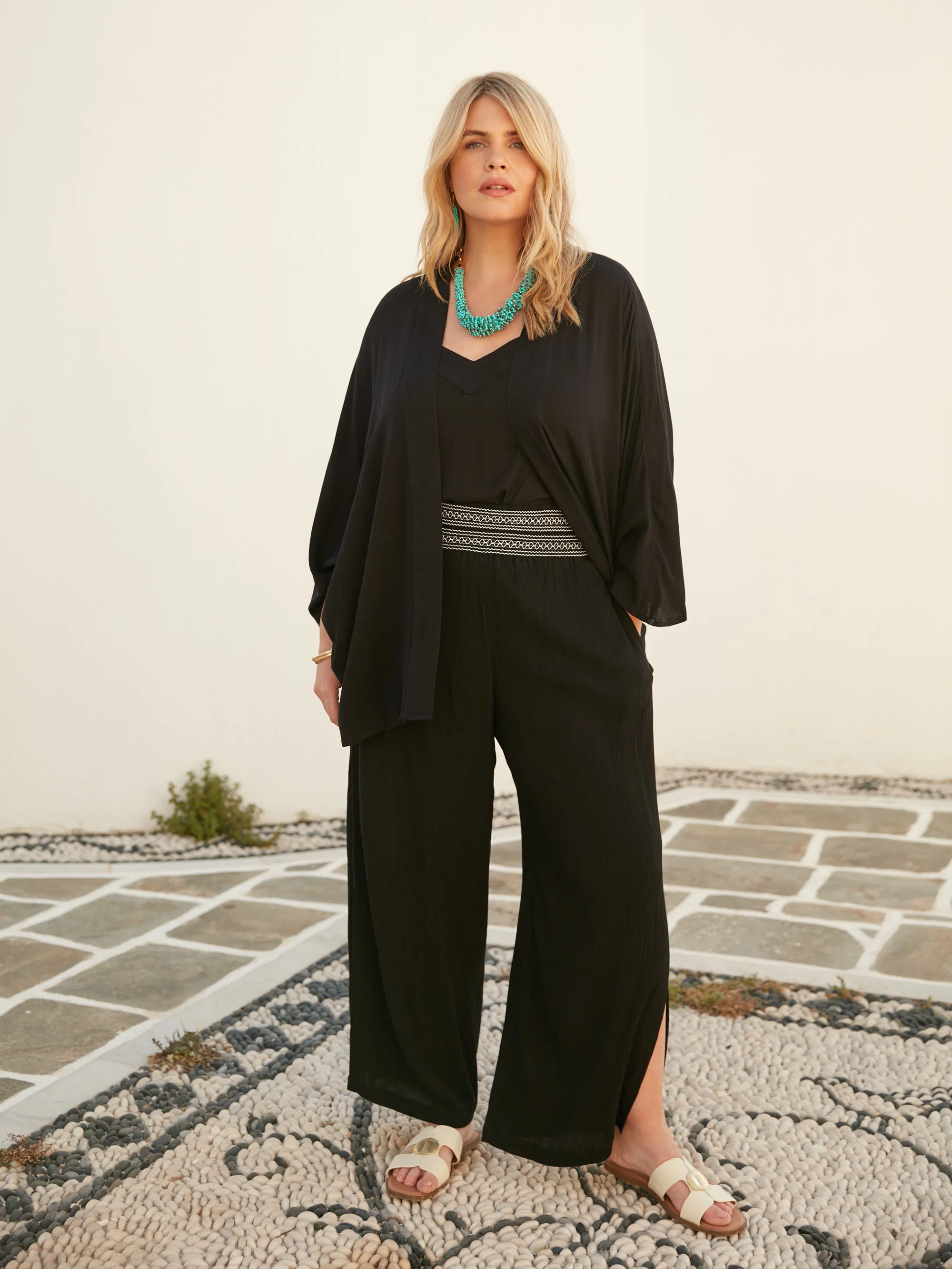 Black Crinkle Kimono - Image 2