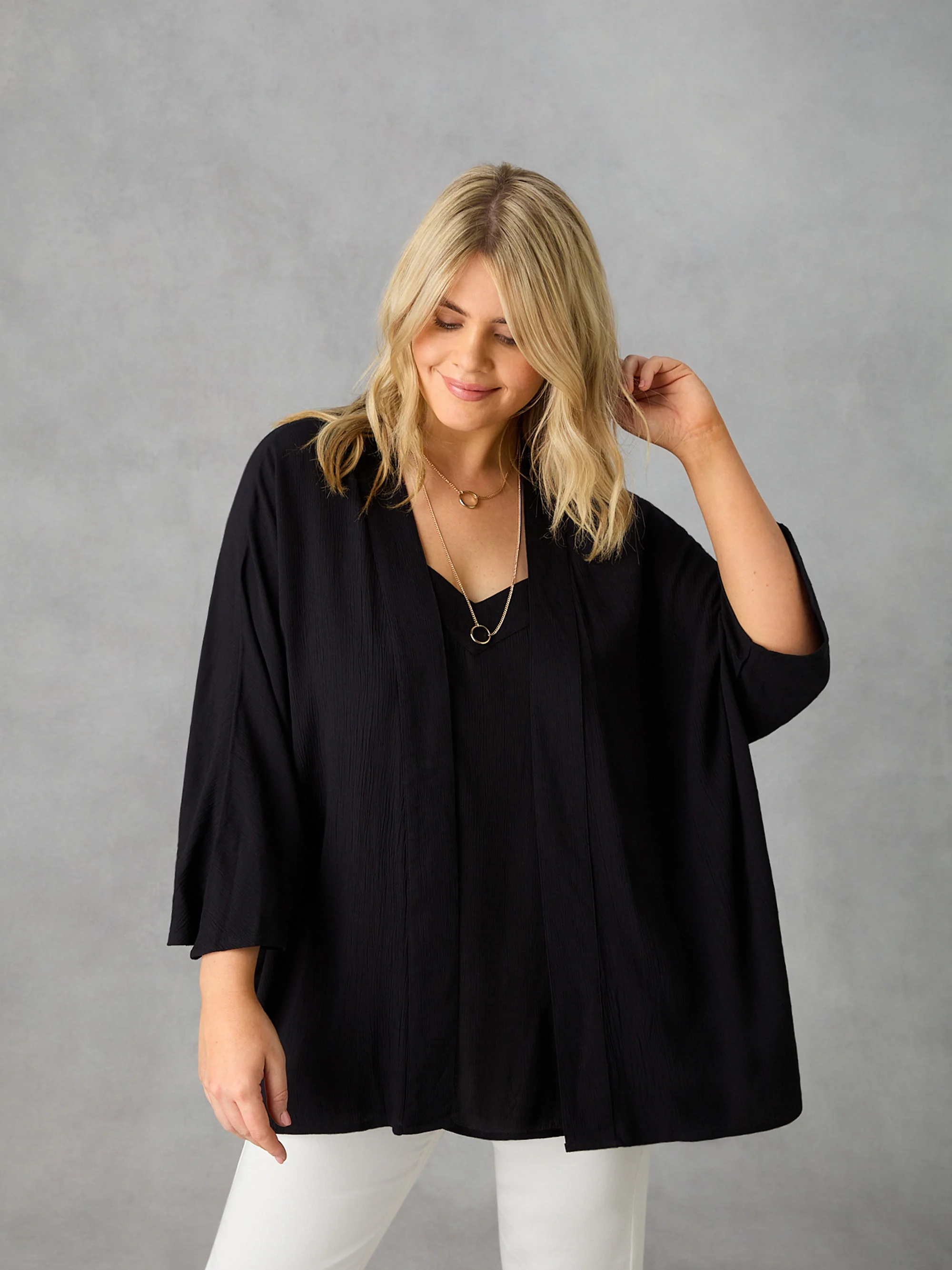 Black Crinkle Kimono - Image 3