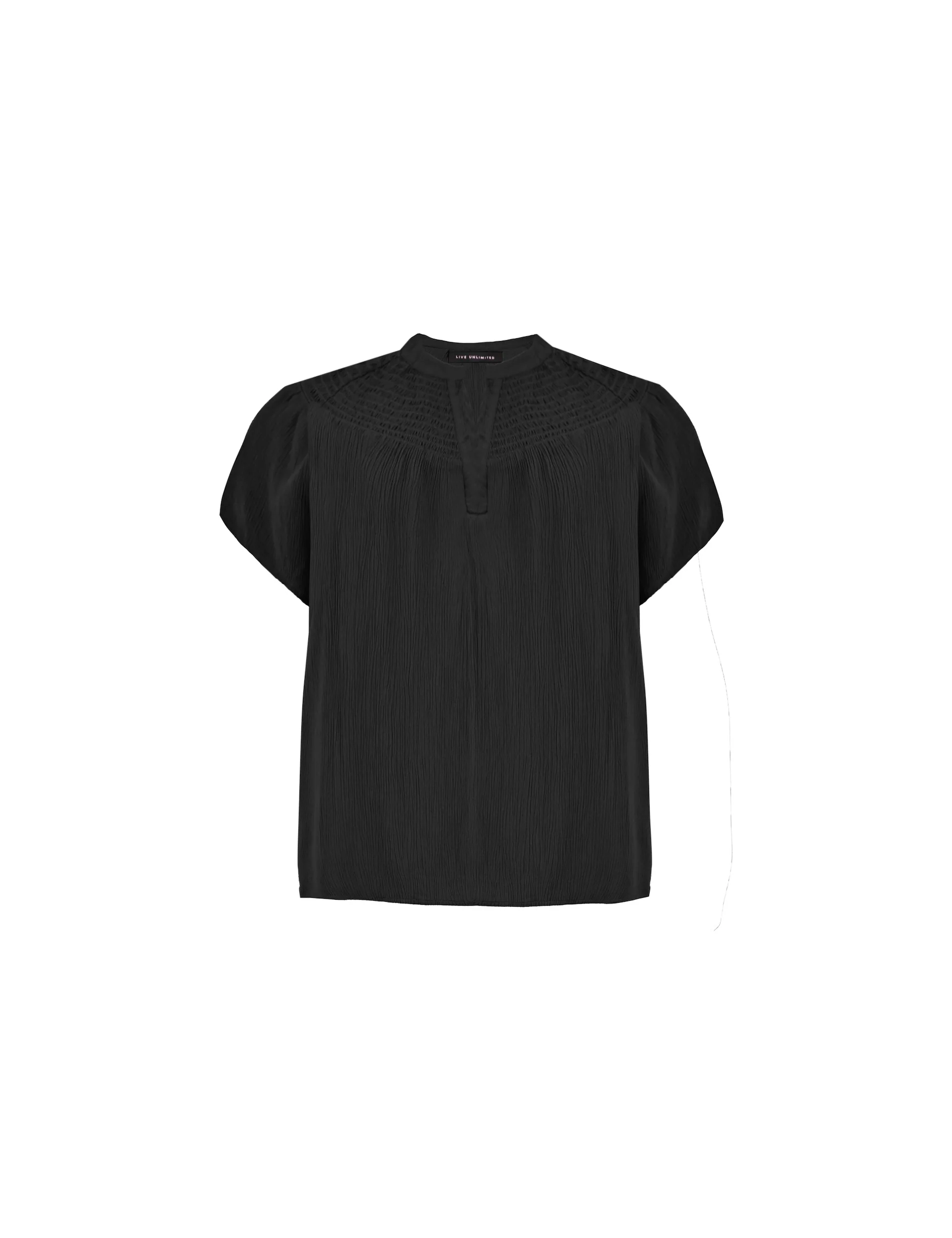 Black Crinkle Shirred Shoulder Top - Image 5