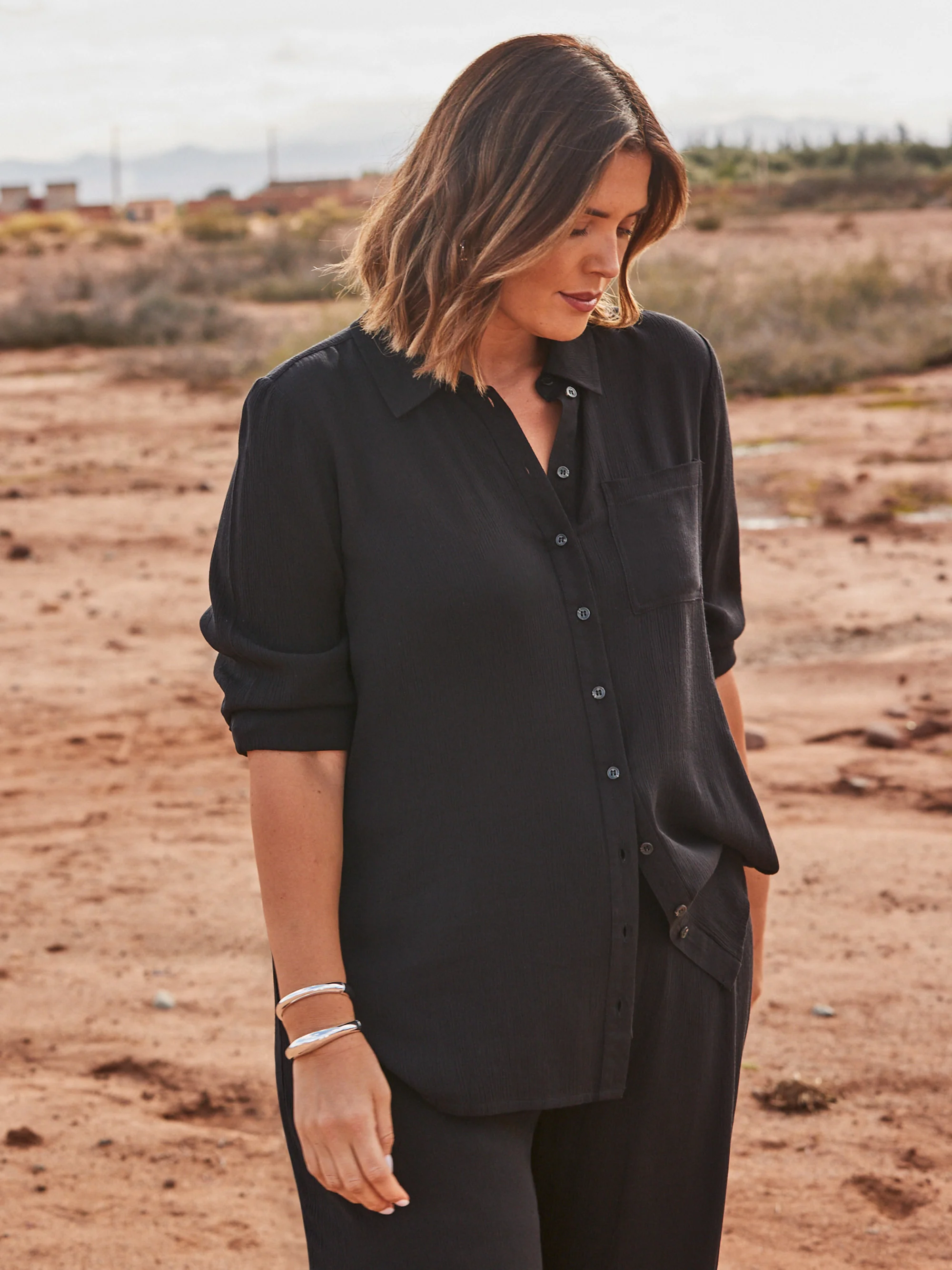 Black Crinkle Shirt - Image 2