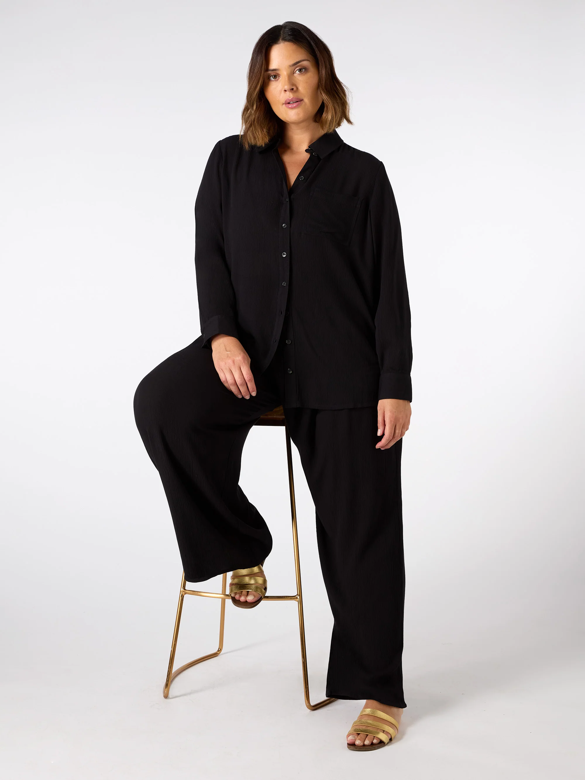 Black Crinkle Shirt - Image 3