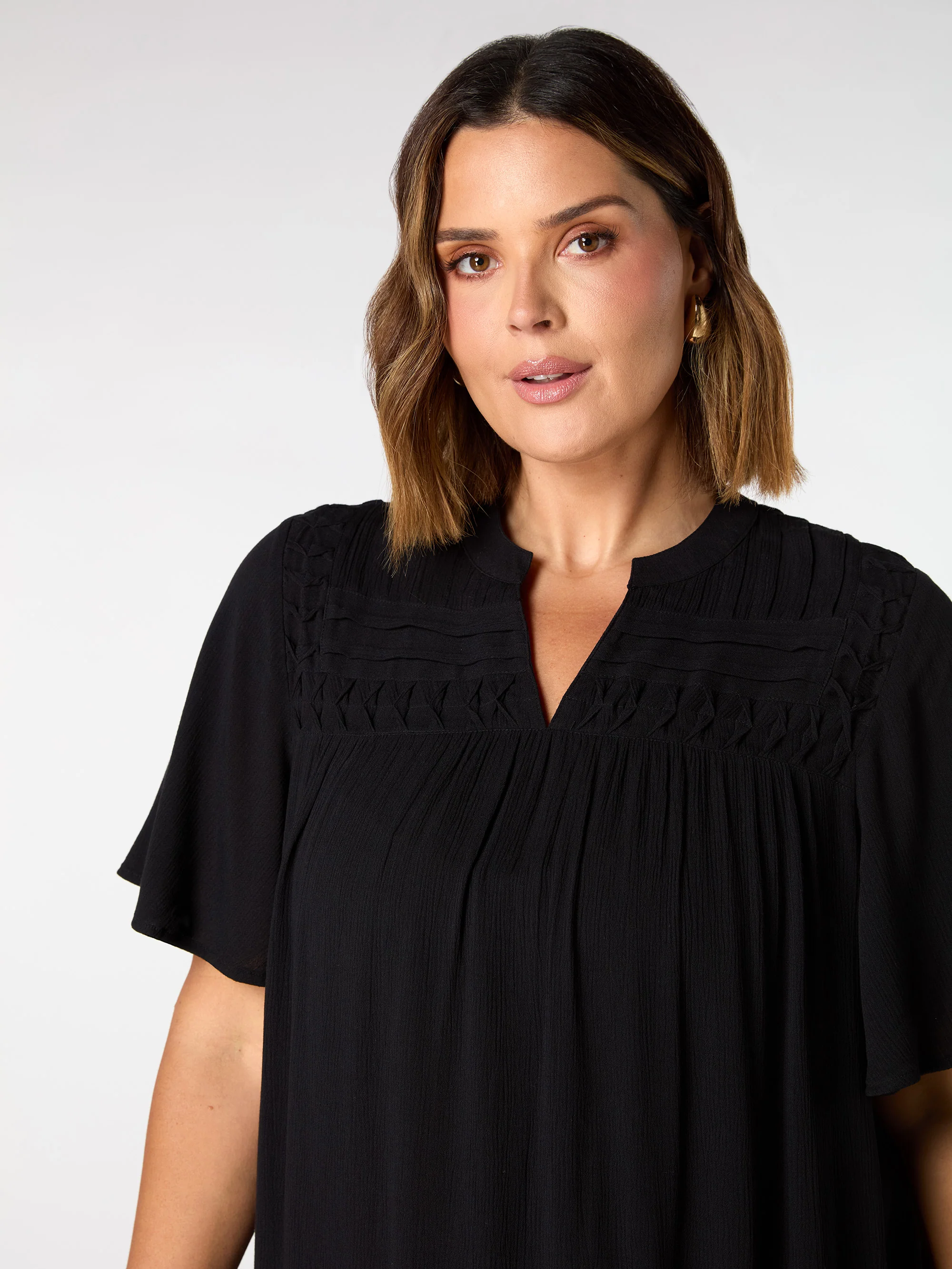 Black Crinkle Smocked Top - Image 2