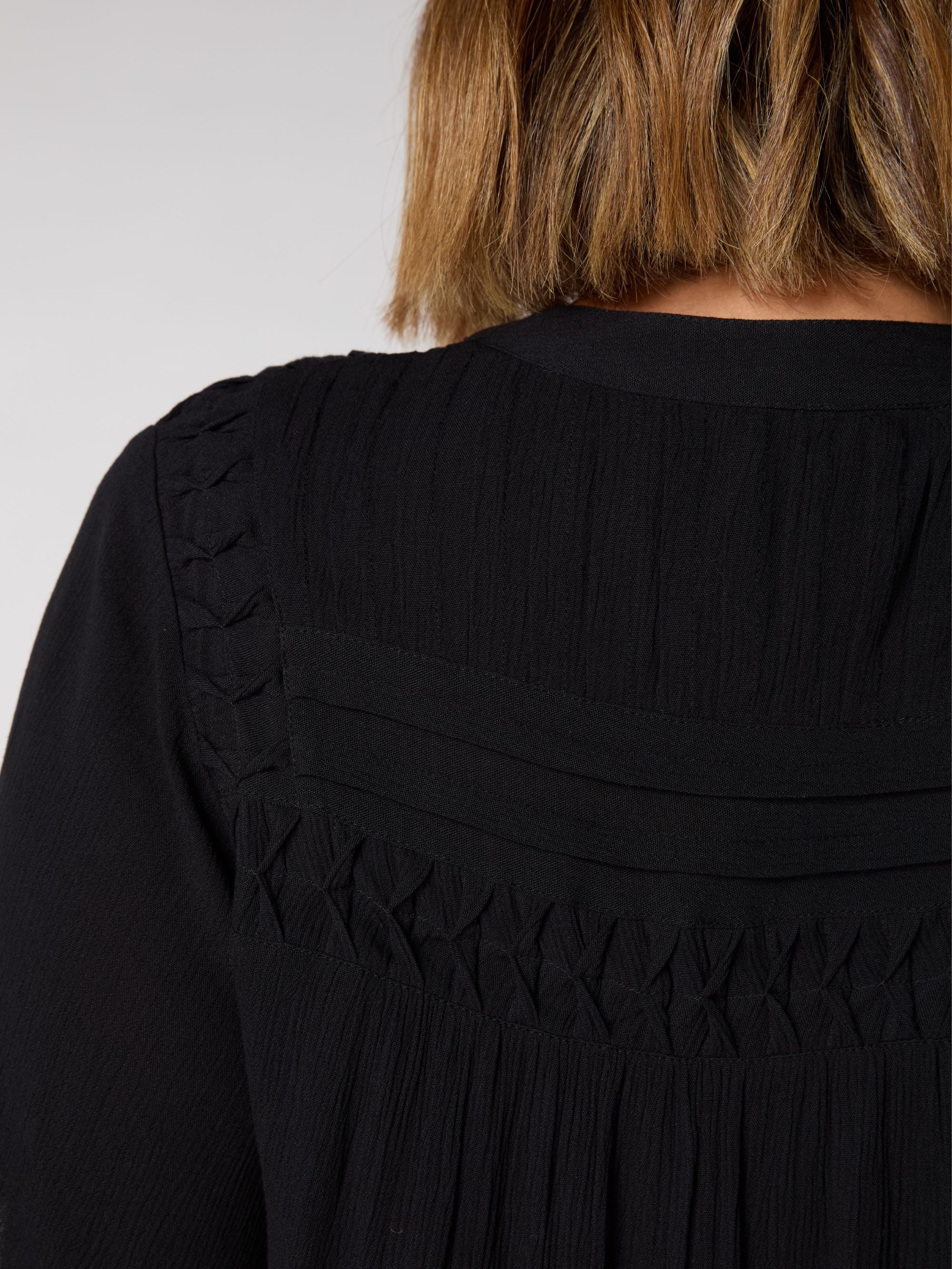 Black Crinkle Smocked Top - Image 3