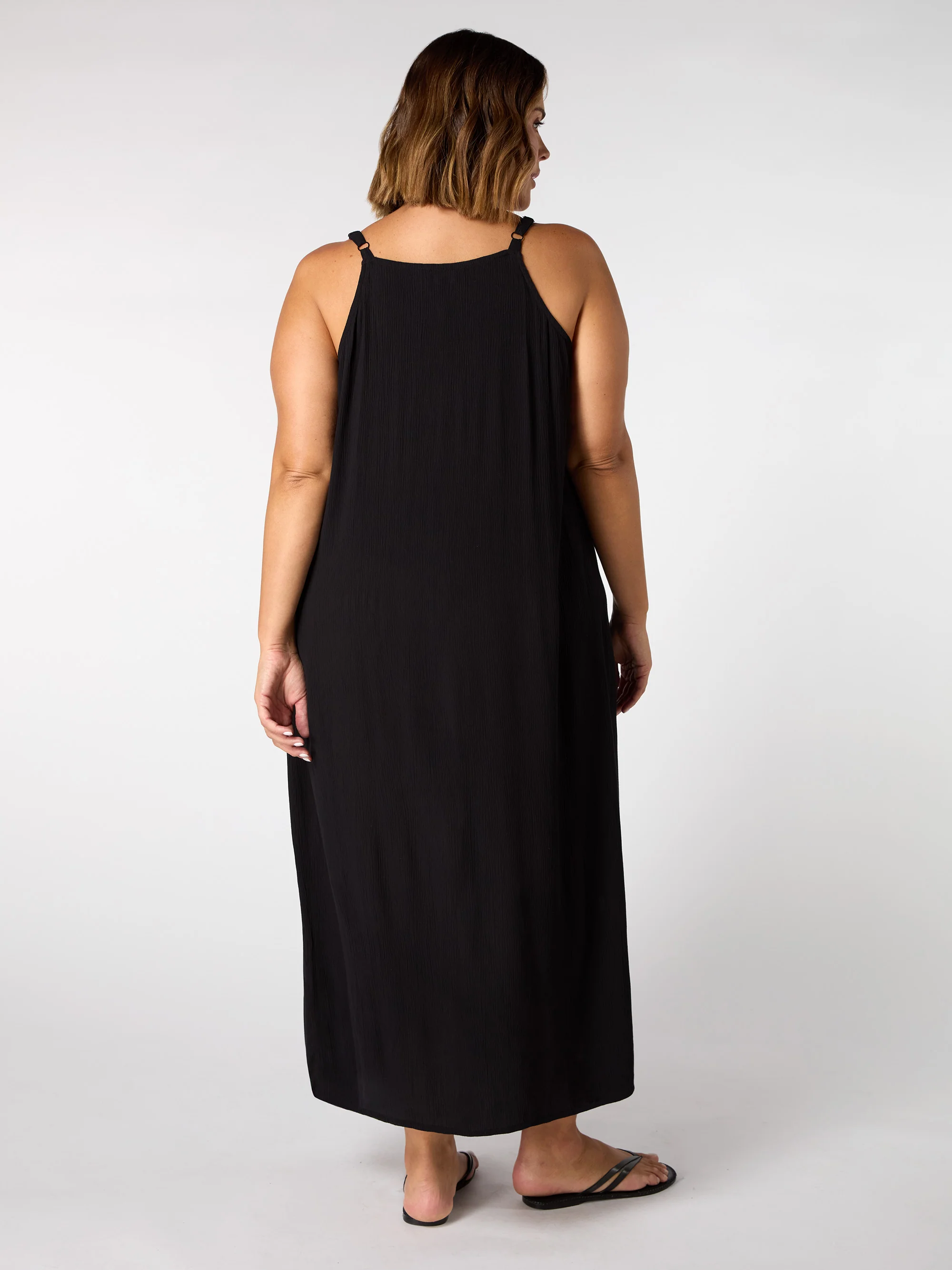 Black Crinkle Strappy Dress - Image 5