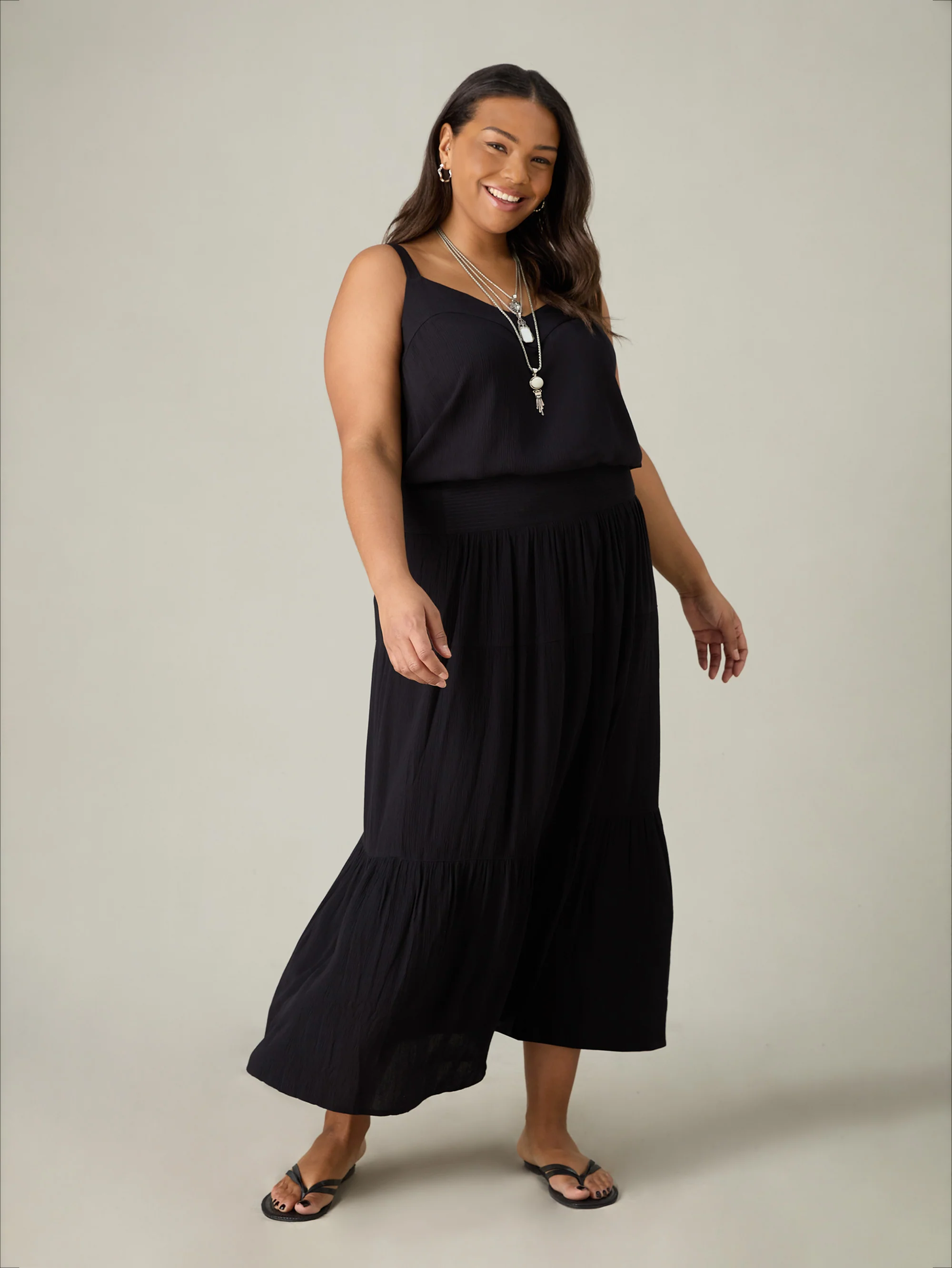 Black Crinkle Tiered Skirt - Image 3