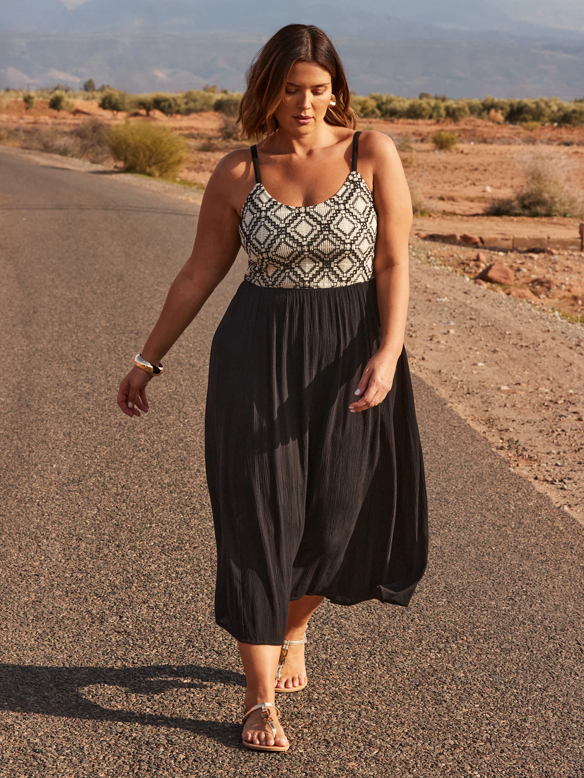 Black Crinkled Crochet Dress - Image 3