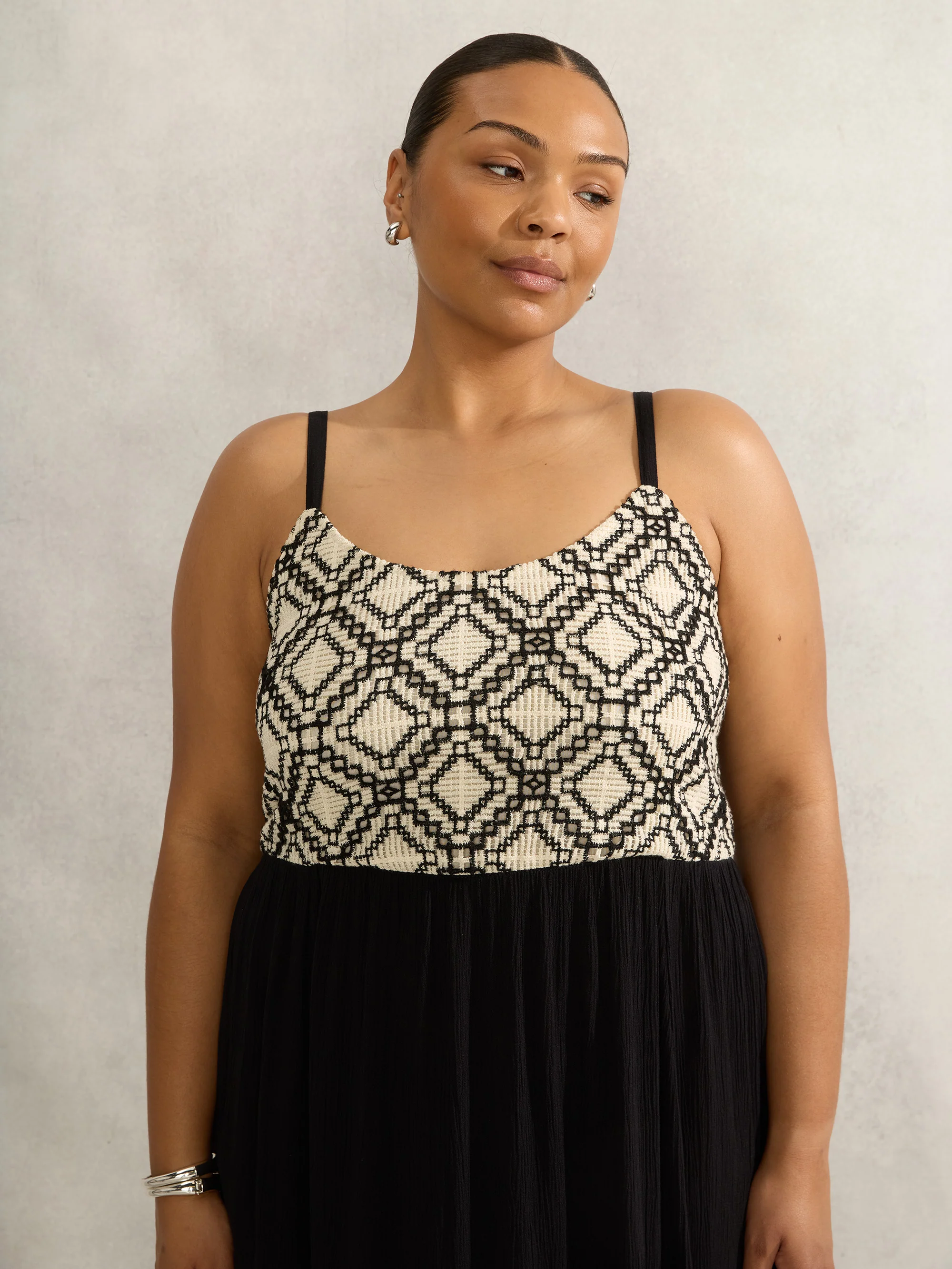Black Crinkled Crochet Dress - Image 4