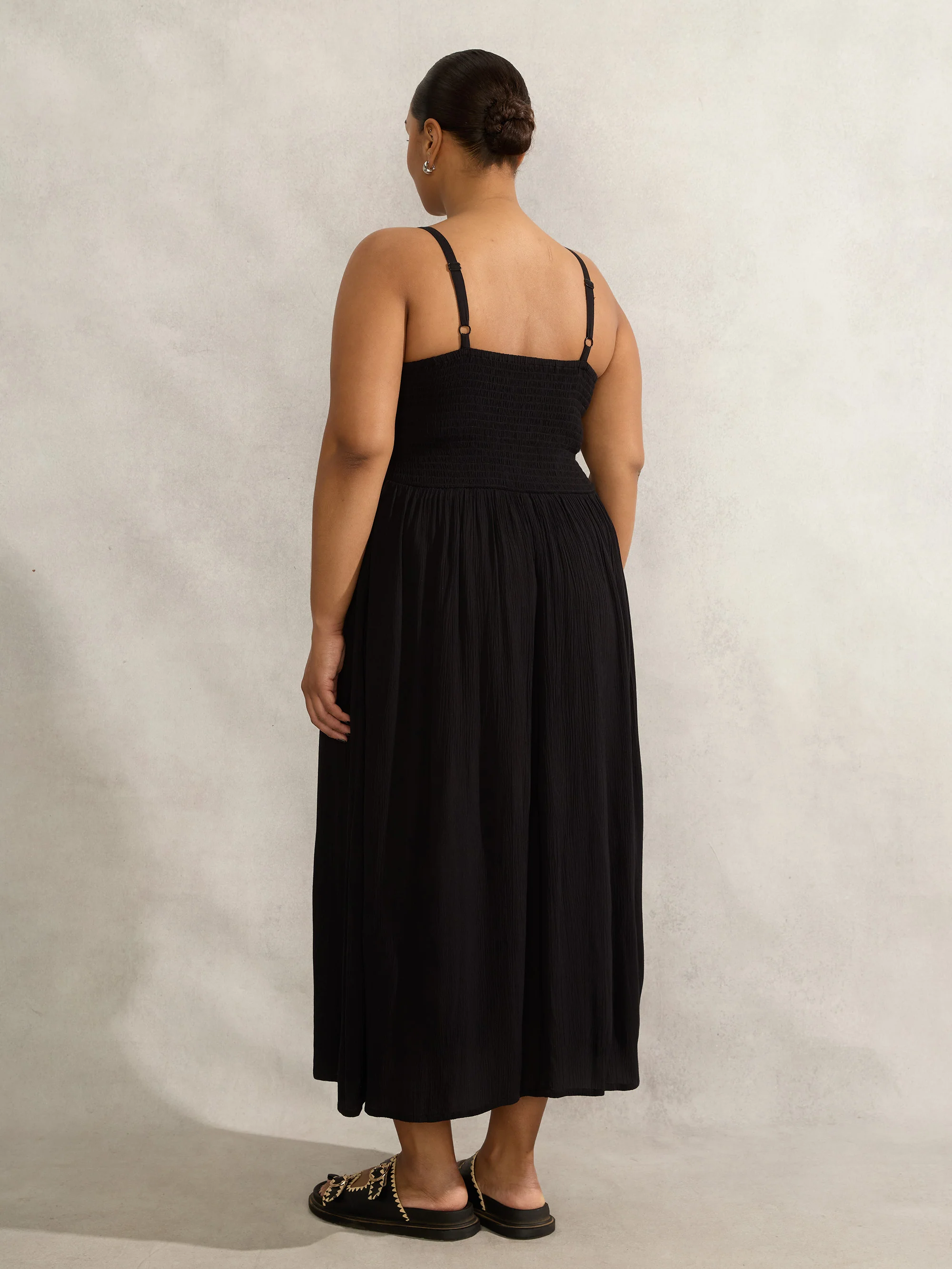 Black Crinkled Crochet Dress - Image 6