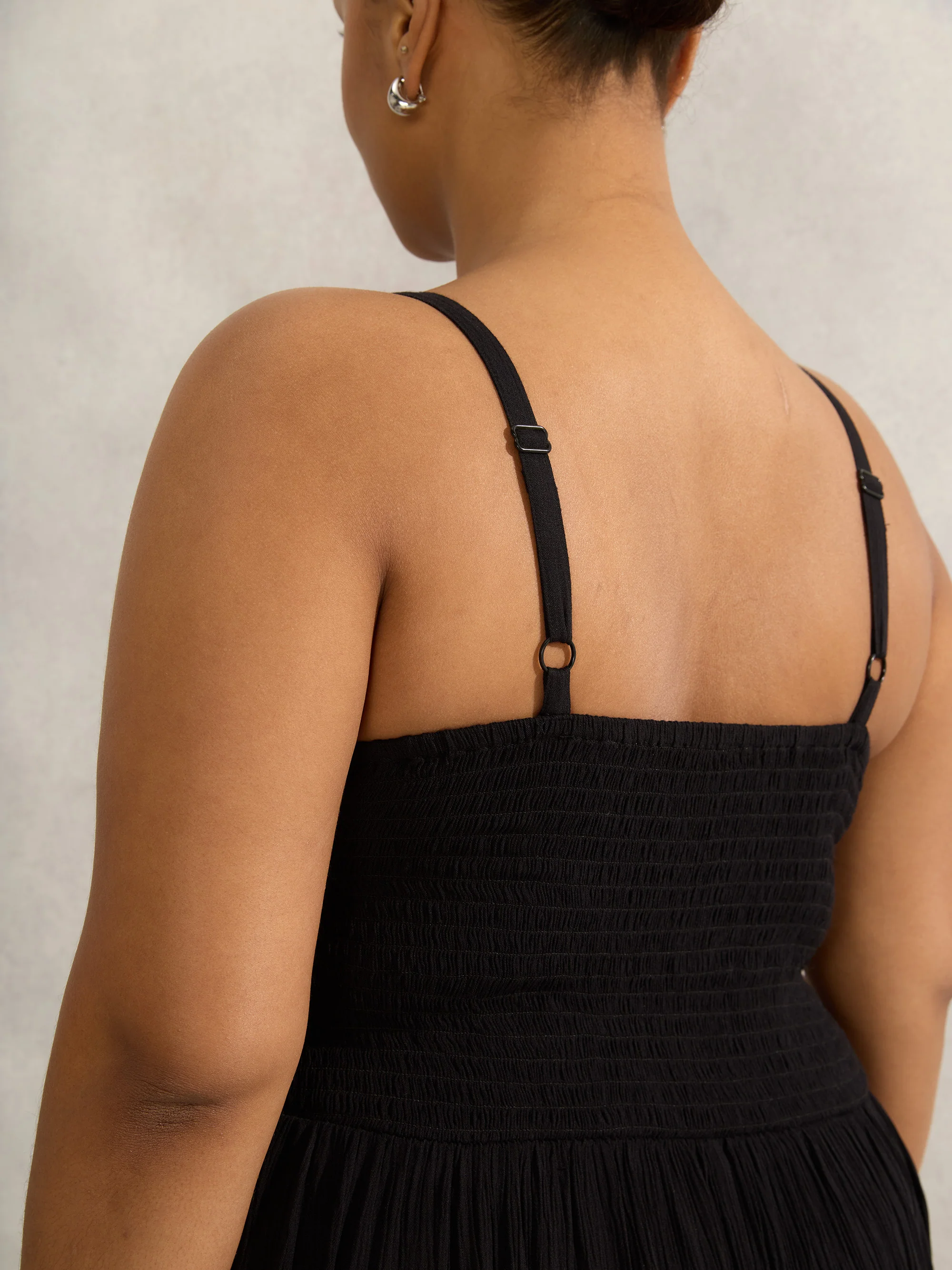 Black Crinkled Crochet Dress - Image 8