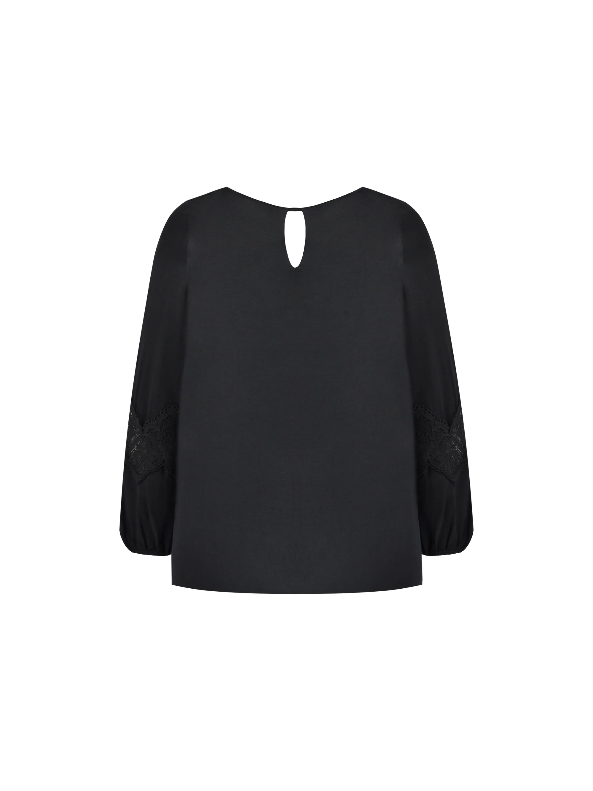 Black Crochet Trim Sleeve Blouse - Image 5