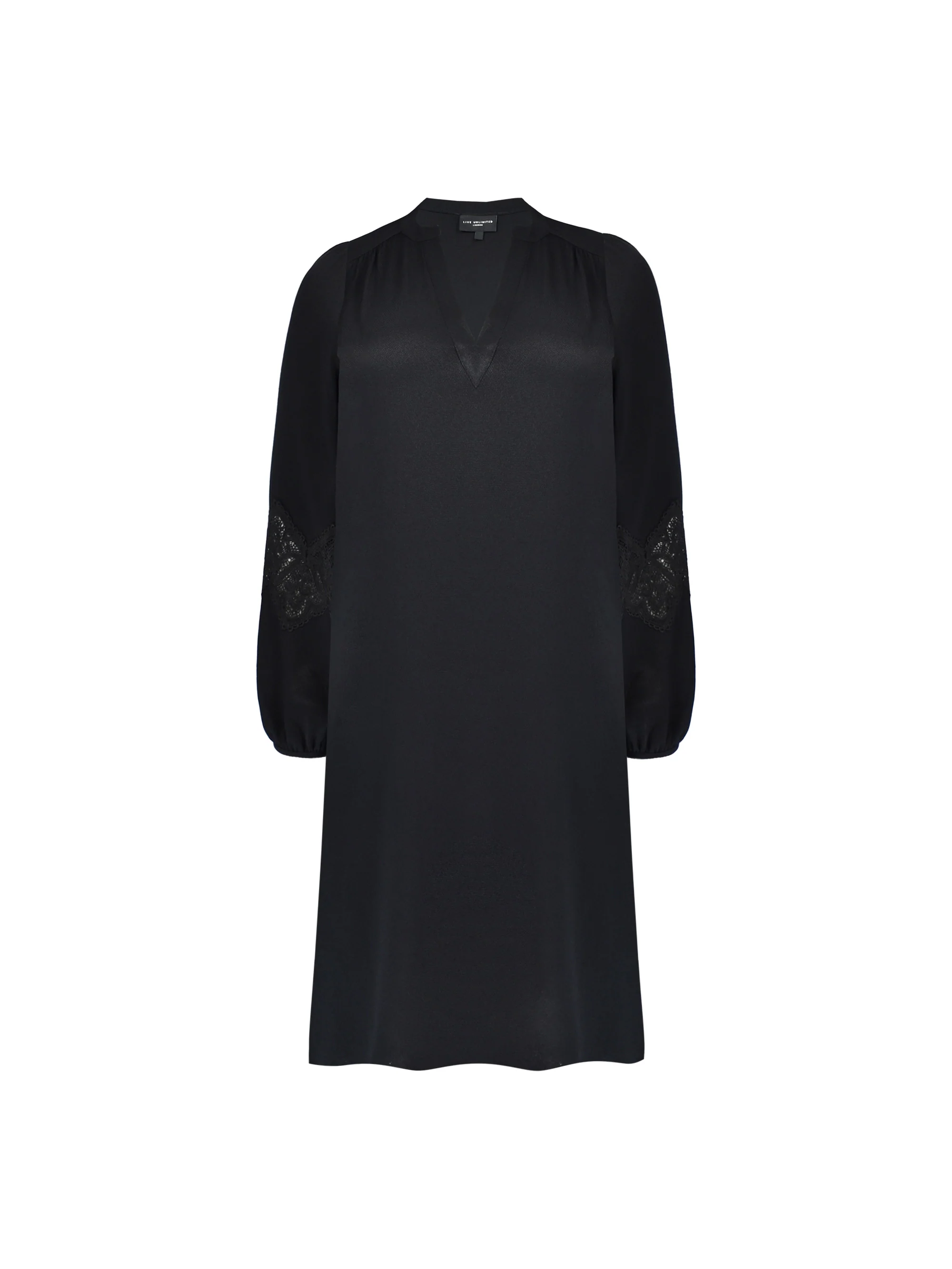 Black Crochet Trim Sleeve Dress - Image 5