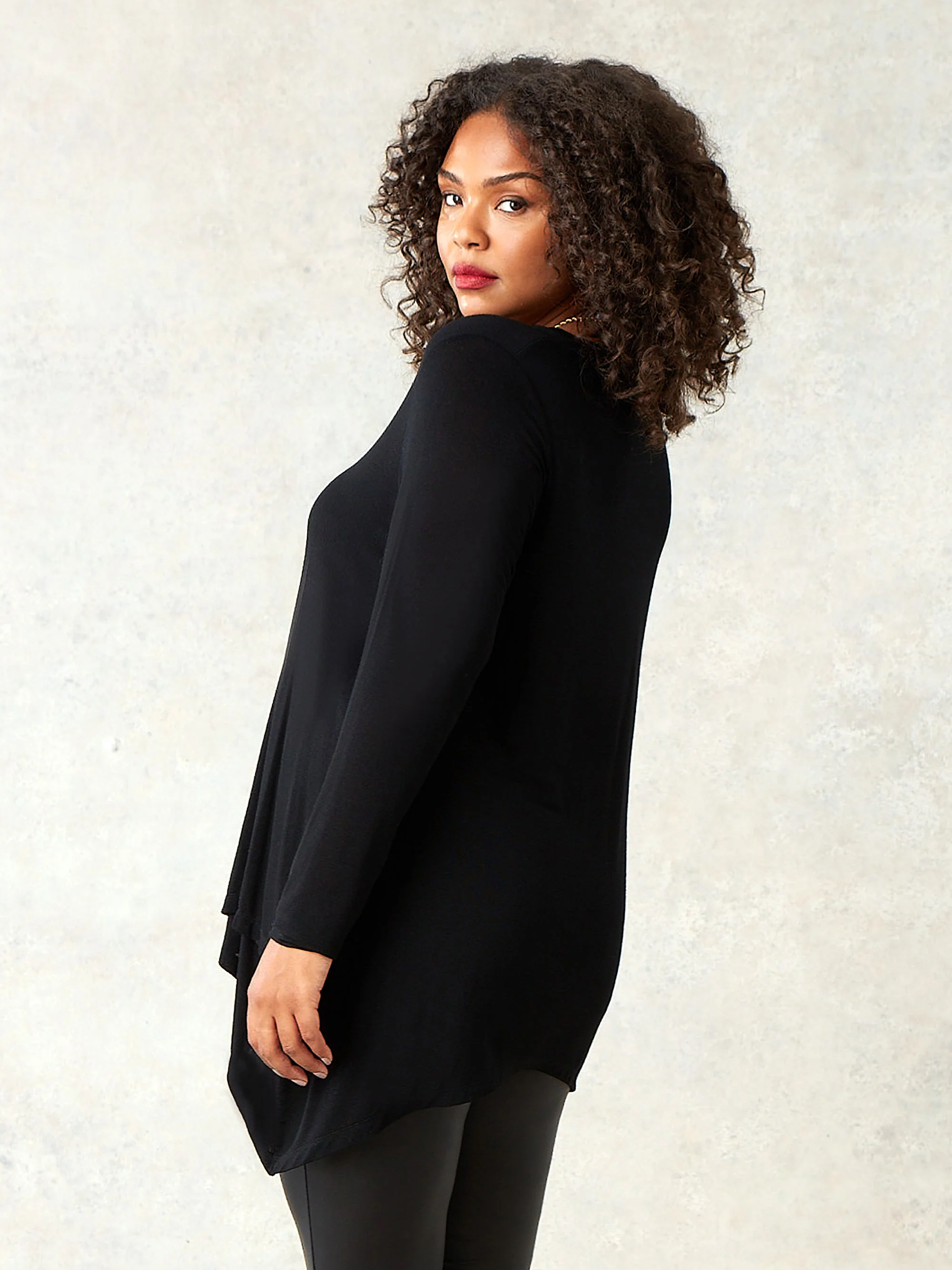 Black Crossover Hanky Hem Jersey Top - Image 4