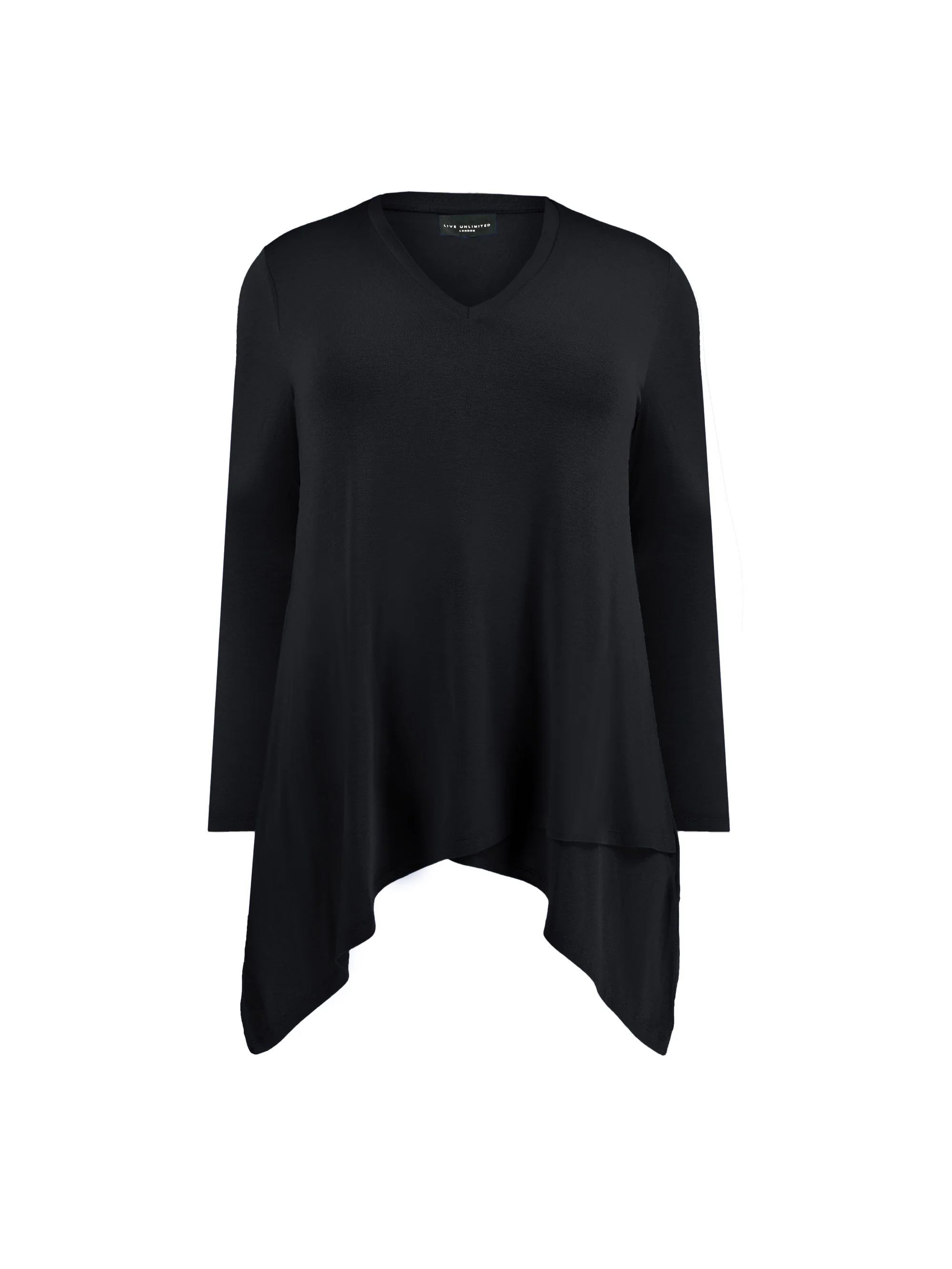 Black Crossover Hanky Hem Jersey Top - Image 5