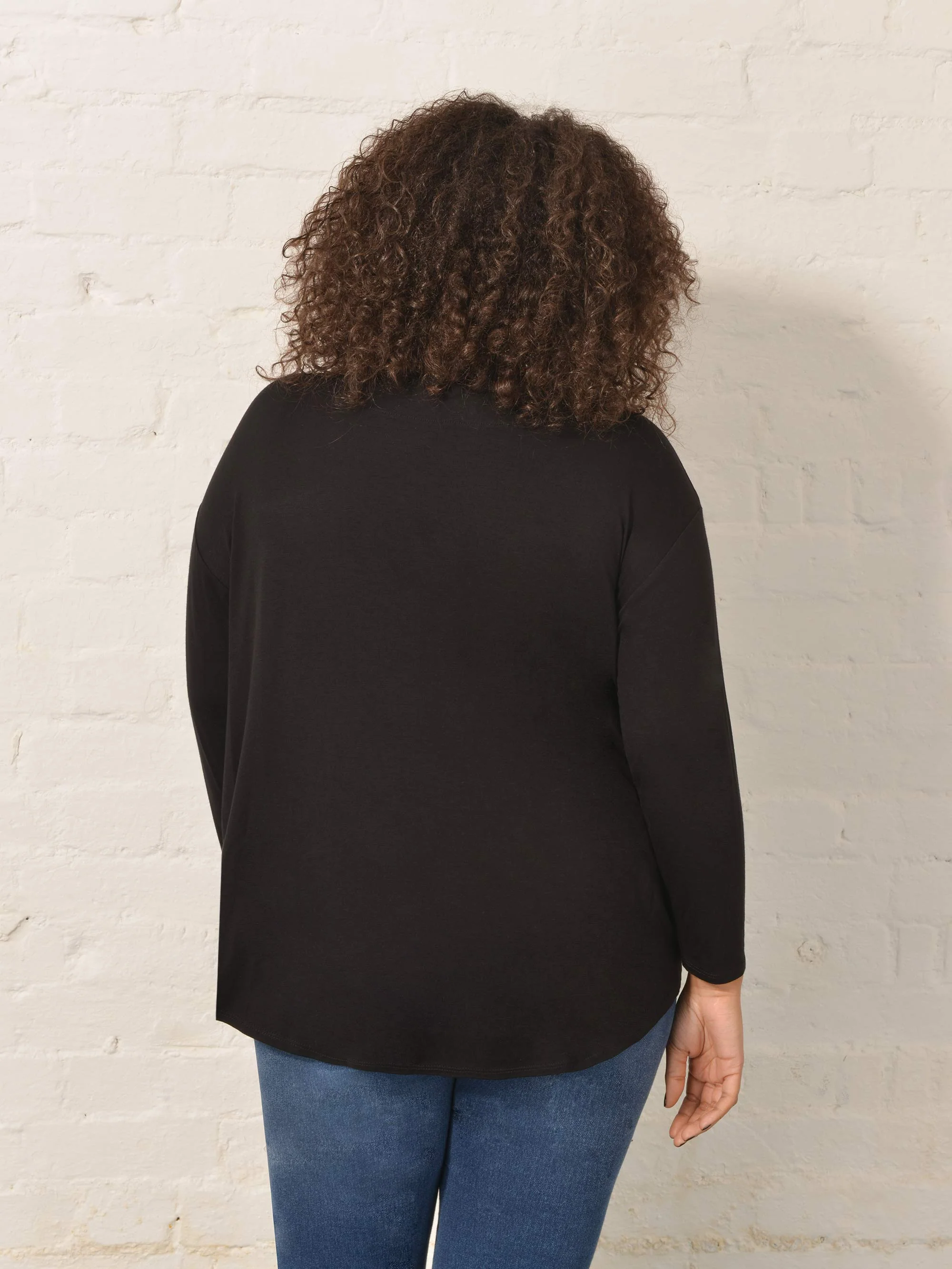 Black Curved Hem Jersey Tunic - Image 5