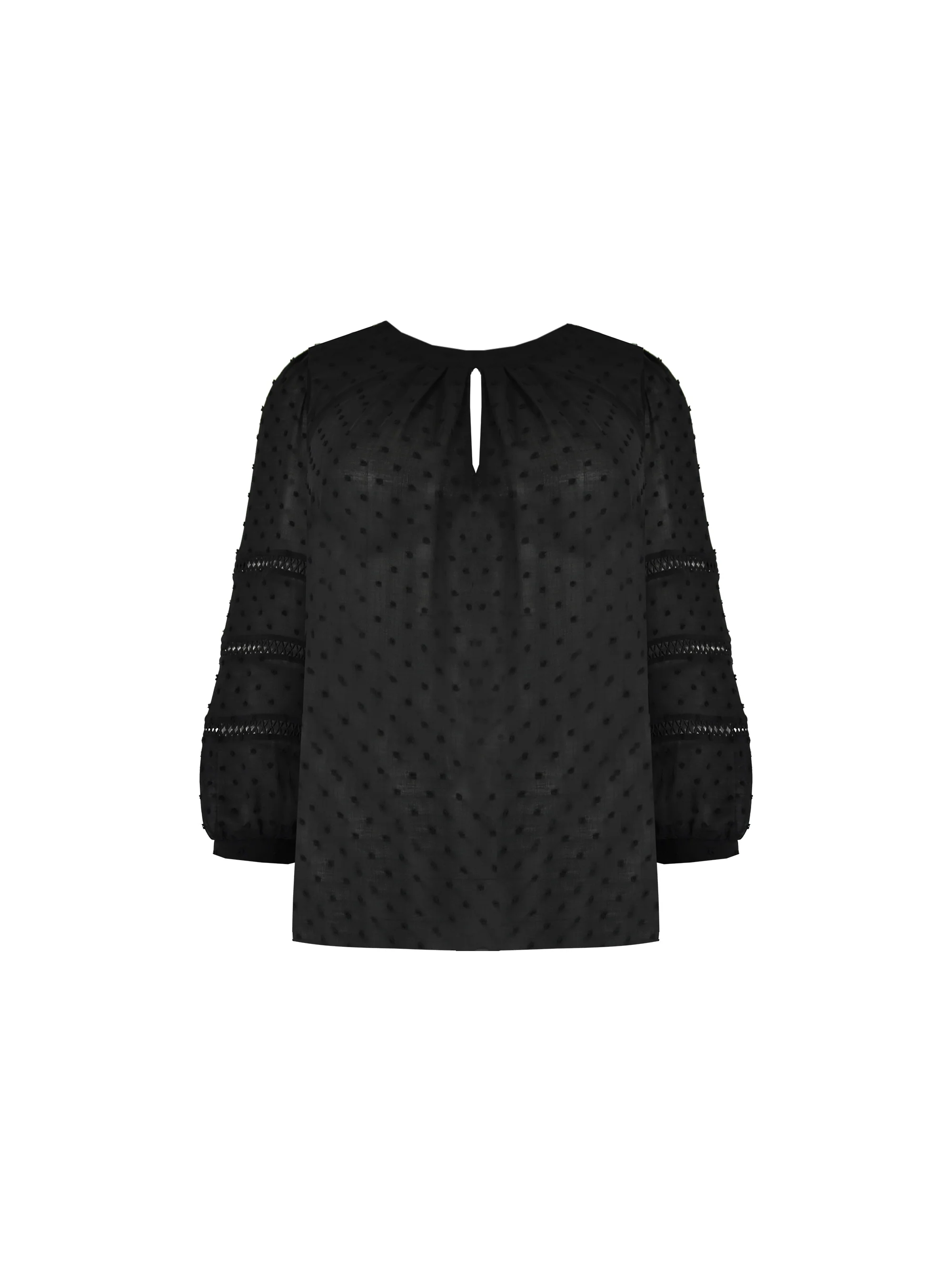Black Dobby Ladder Trim Blouse - Image 4