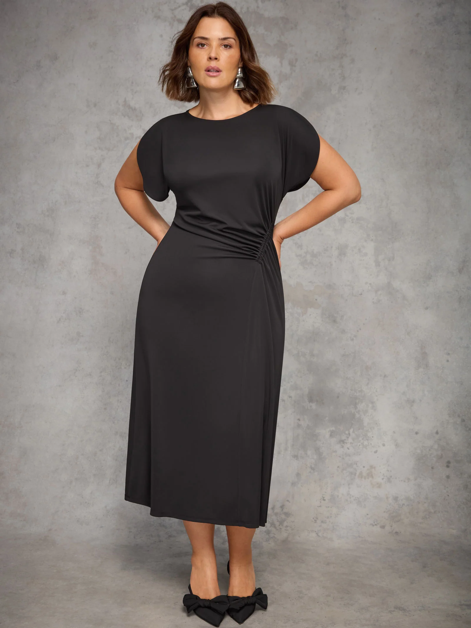 Black Draped Side Maxi Dress - Image 4
