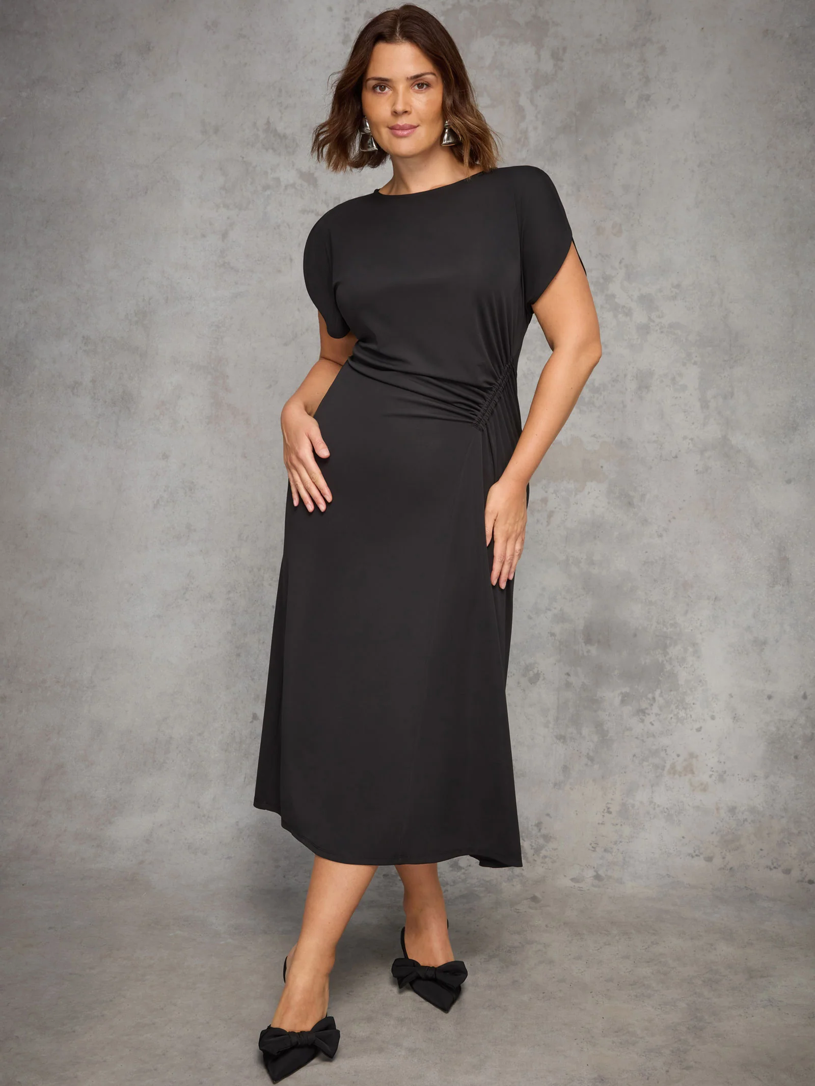 Black Draped Side Maxi Dress - Image 5