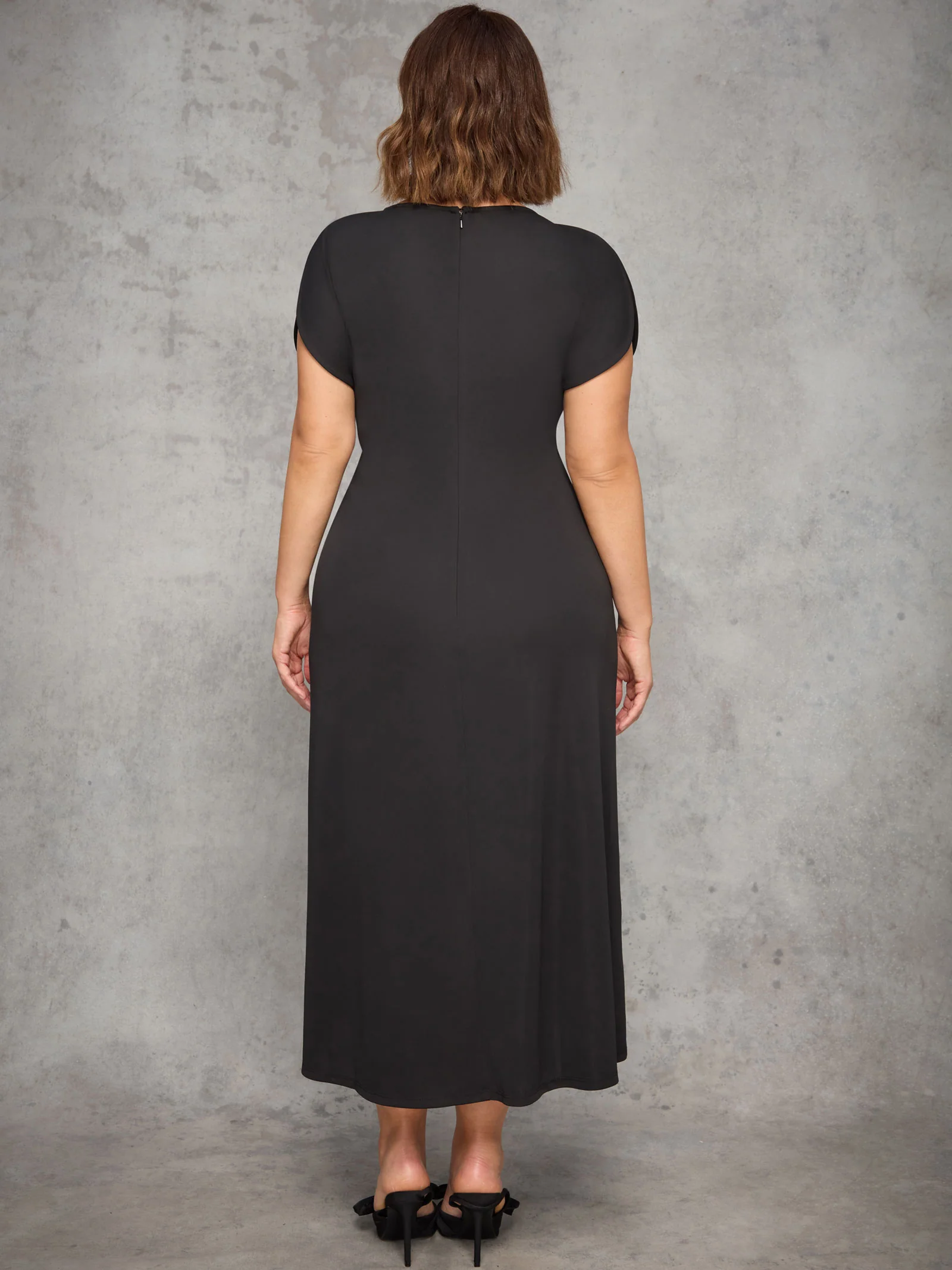 Black Draped Side Maxi Dress - Image 6