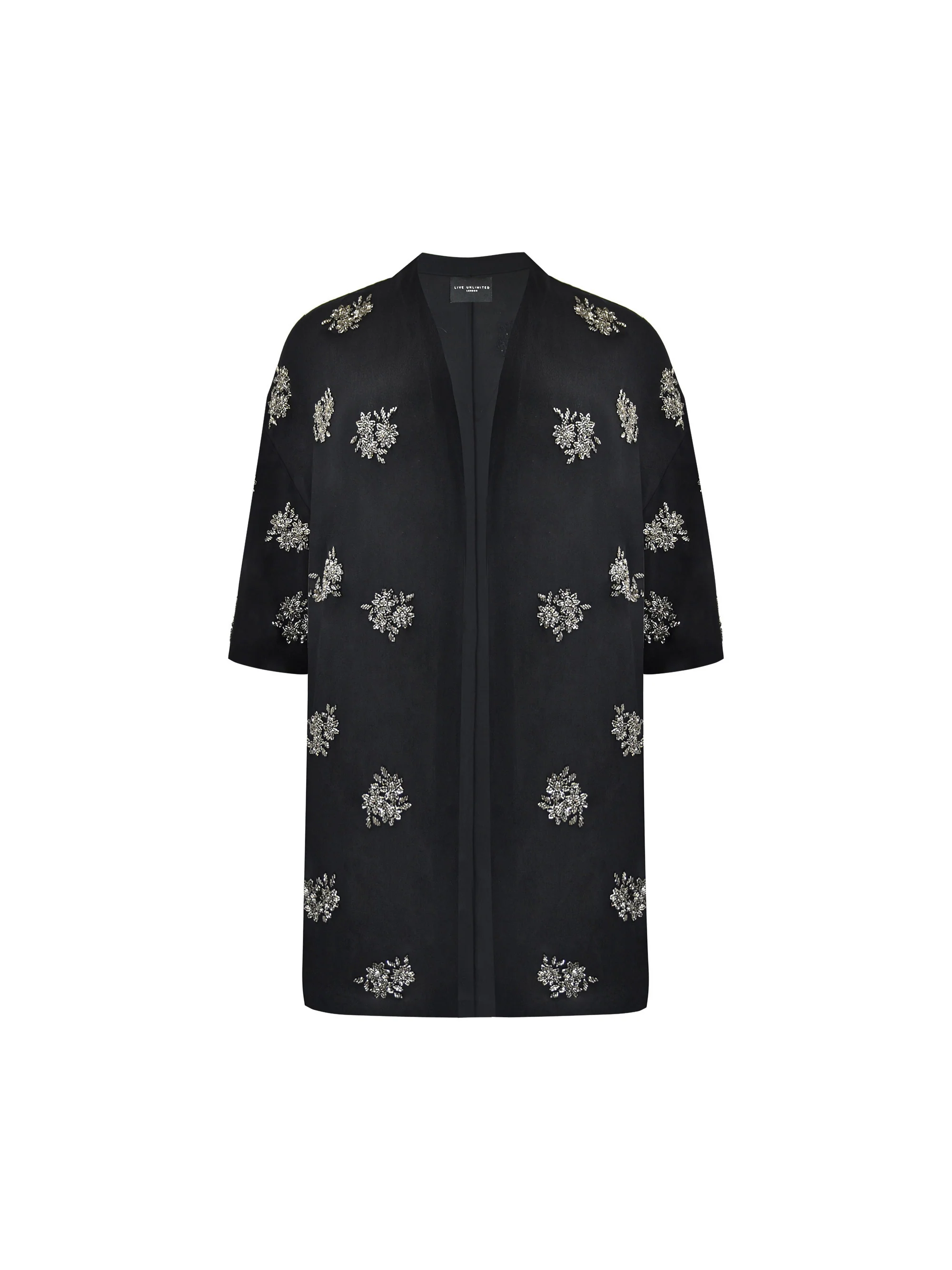 Black Embellished Beaded Edge To Edge Jacket - Image 8