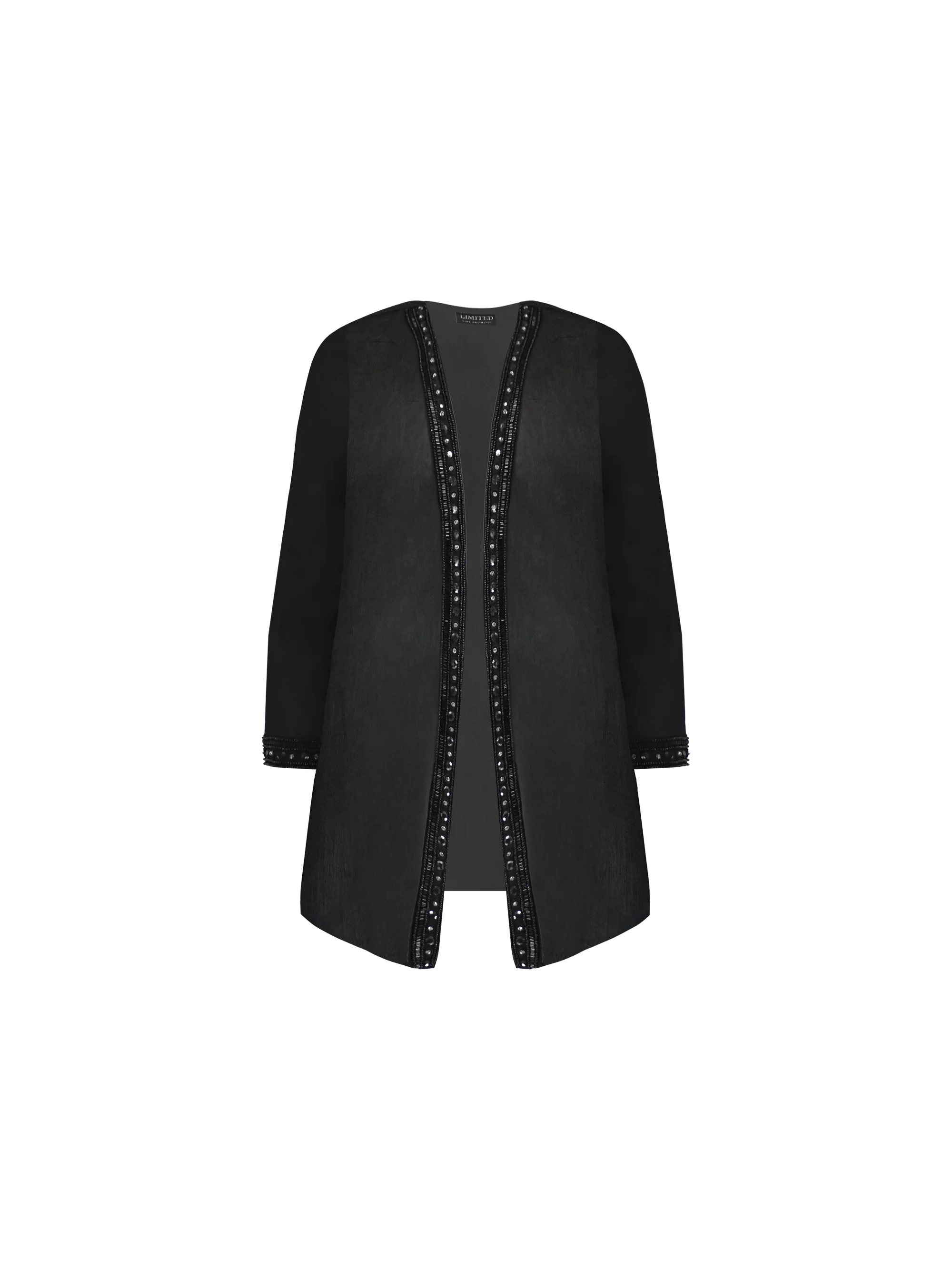 Black Embellished Chiffon Edge to Edge Jacket - Image 6