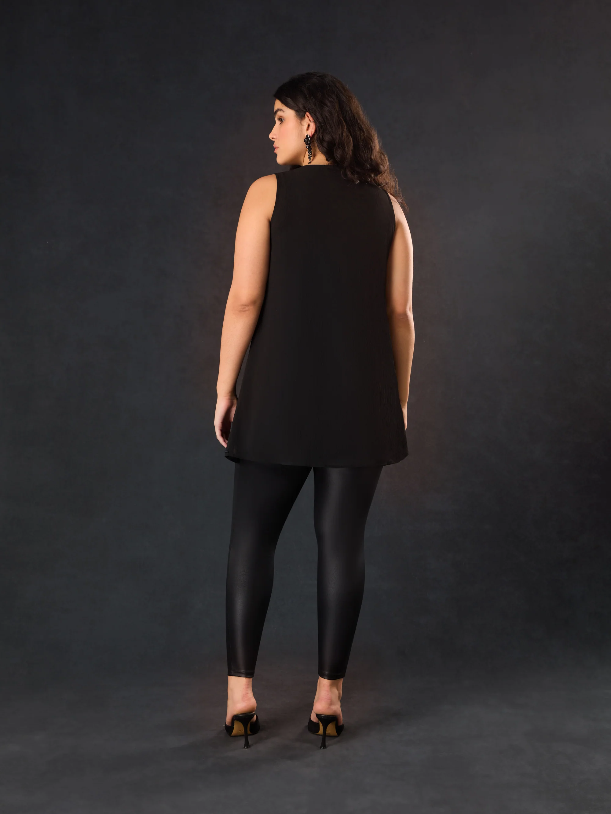 Black Embellished Chiffon Tunic Vest - Image 4