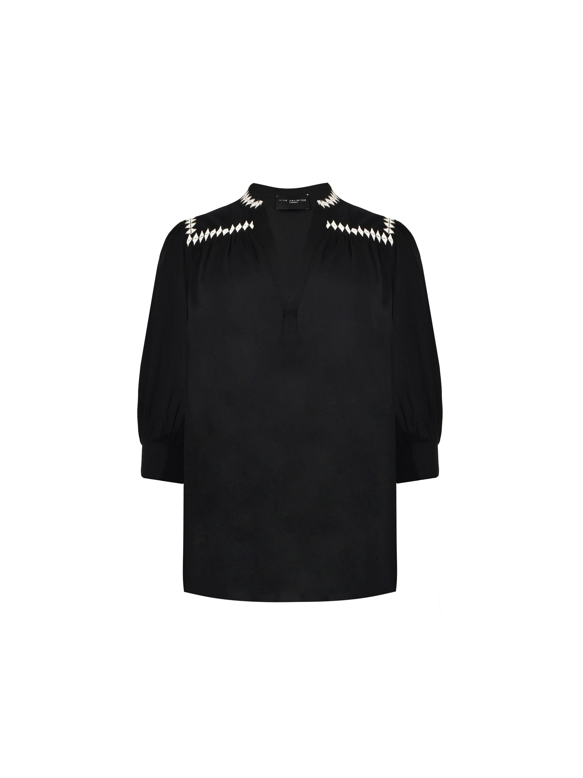 Black Embroidered Relaxed Blouse - Image 6