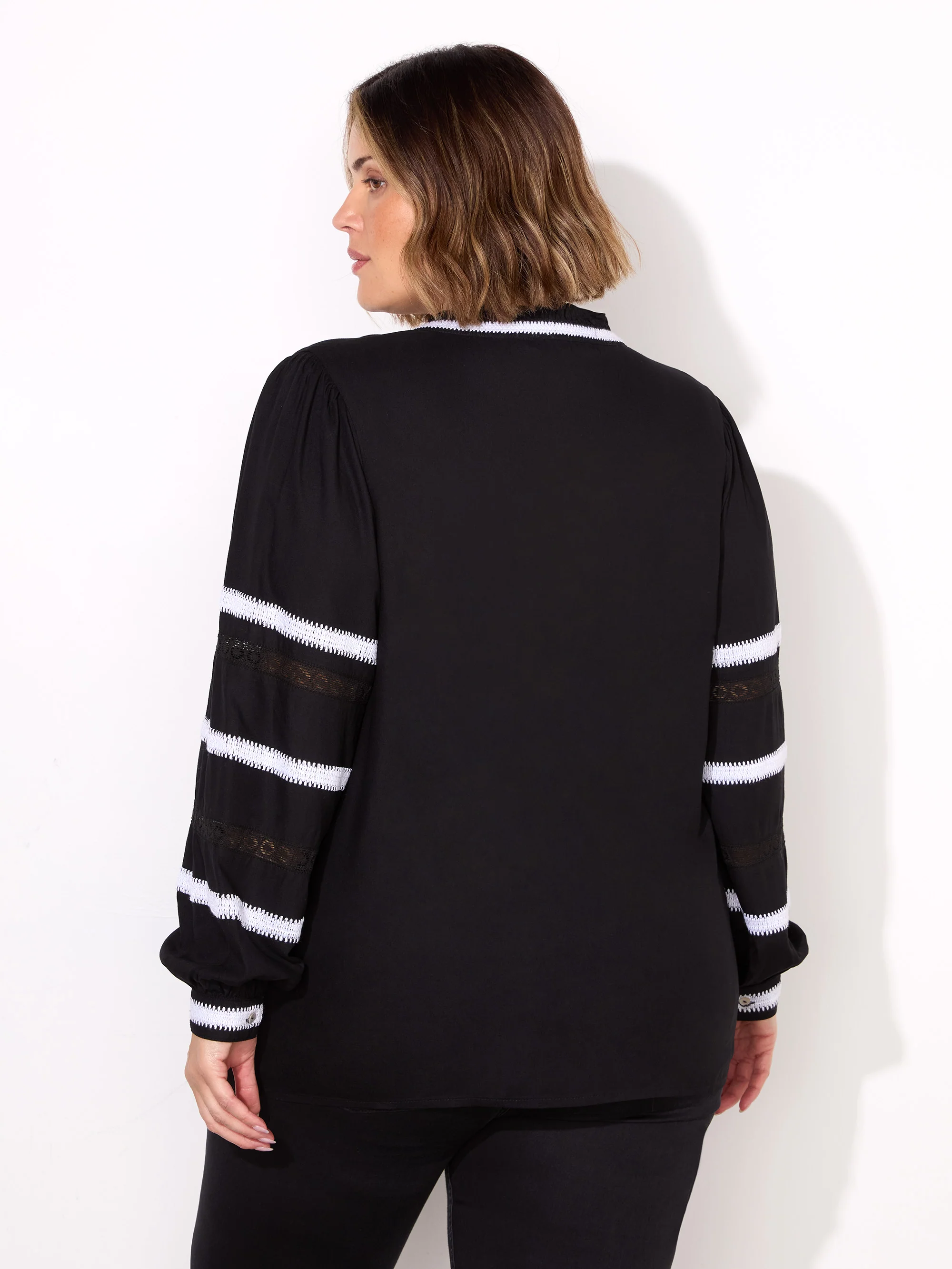 Black Embroidered Sleeve Top - Image 5