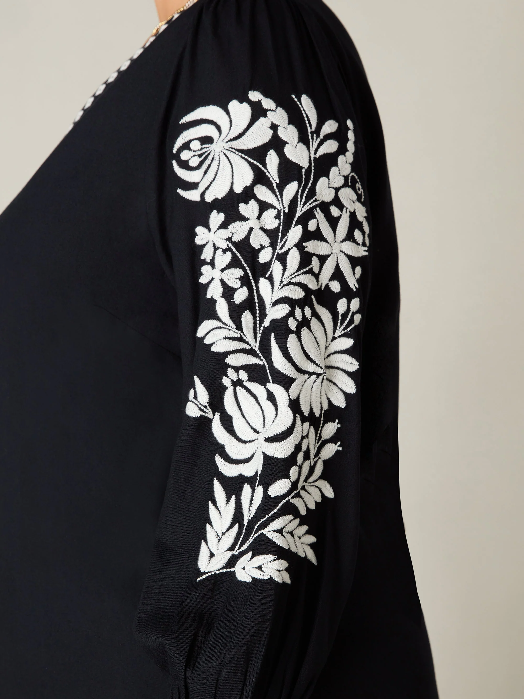Black Embroidered Swing Dress - Image 3