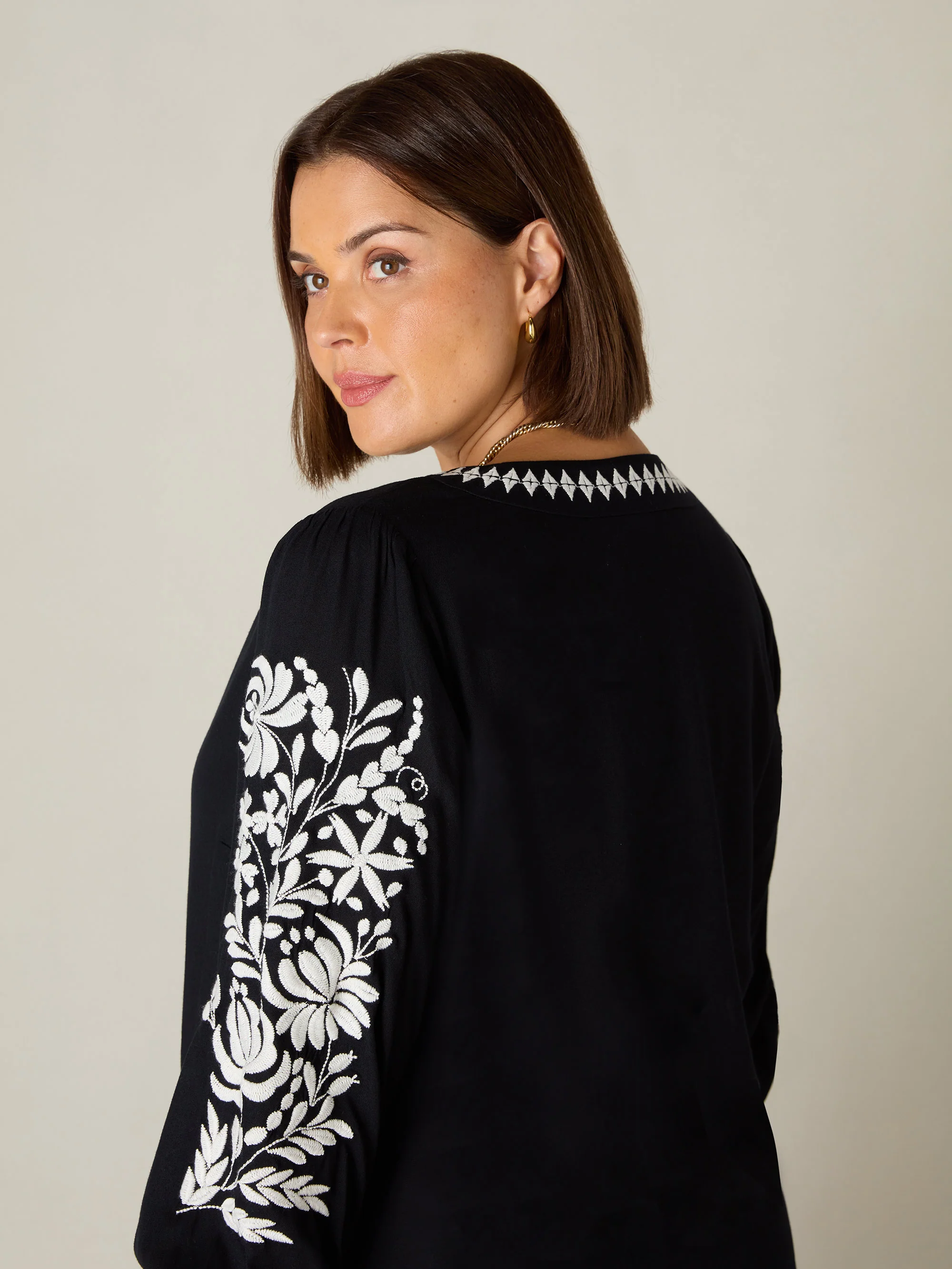 Black Embroidered Swing Dress - Image 4