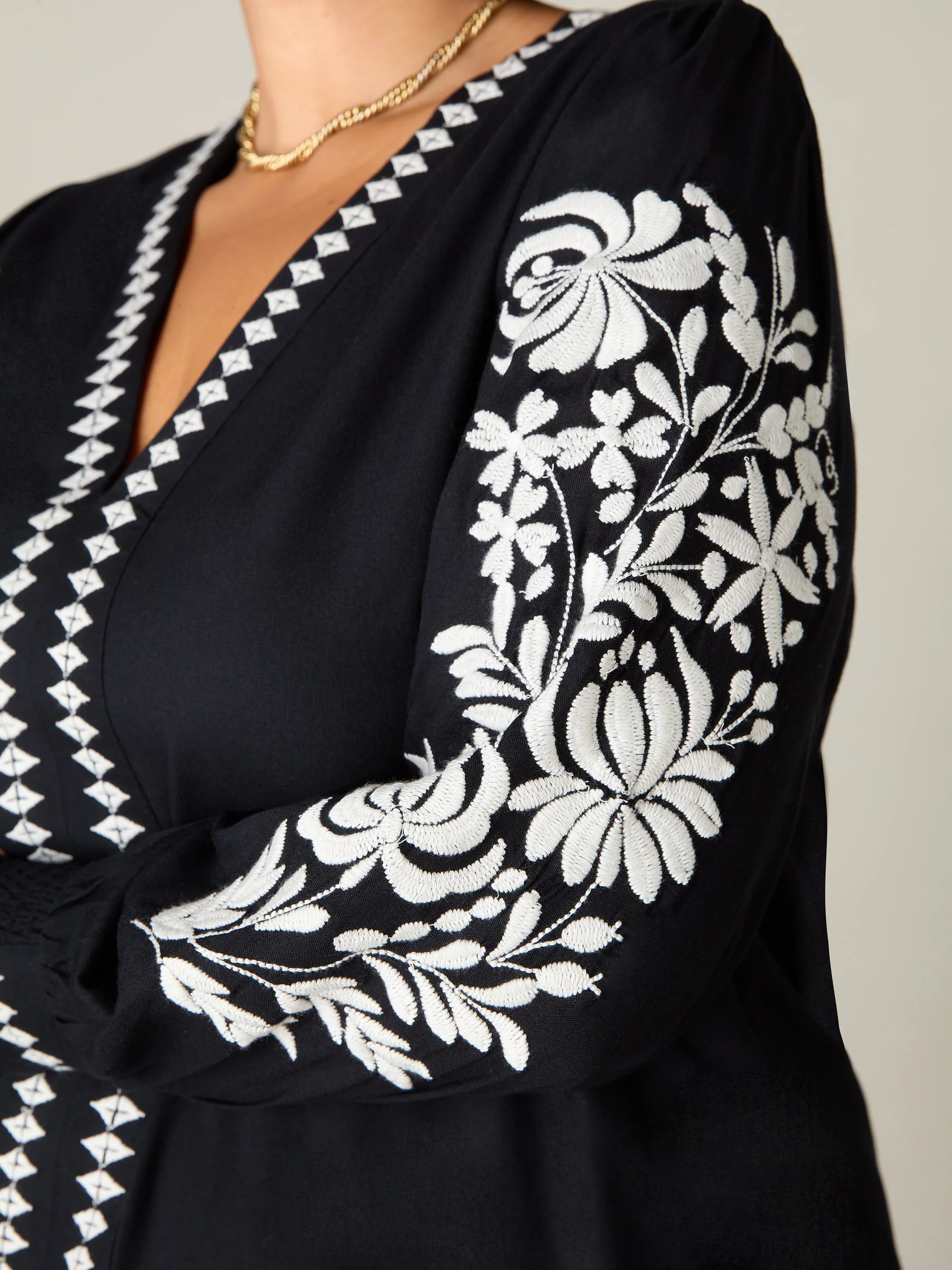 Black Embroidered Swing Dress - Image 5