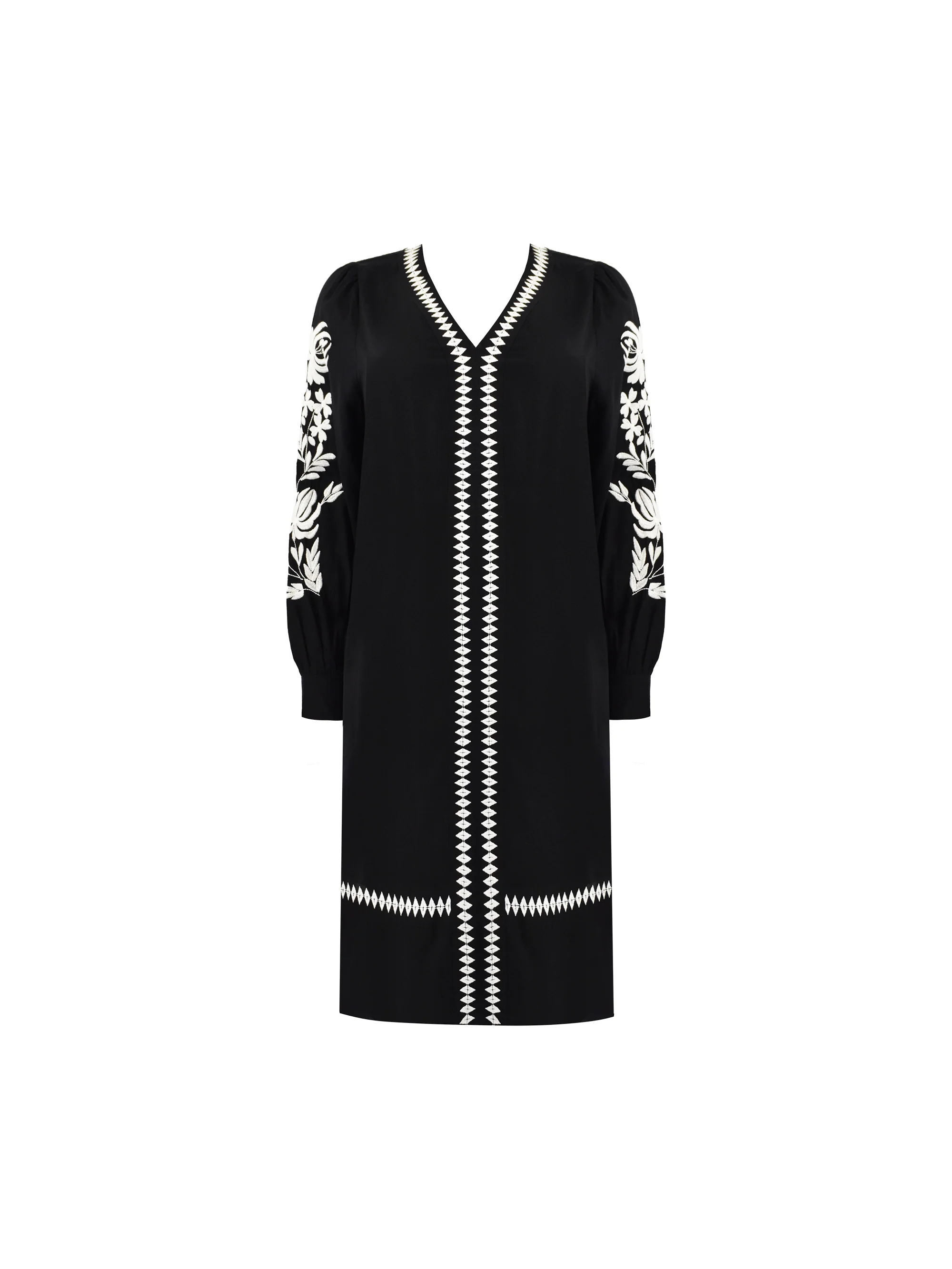Black Embroidered Swing Dress - Image 7