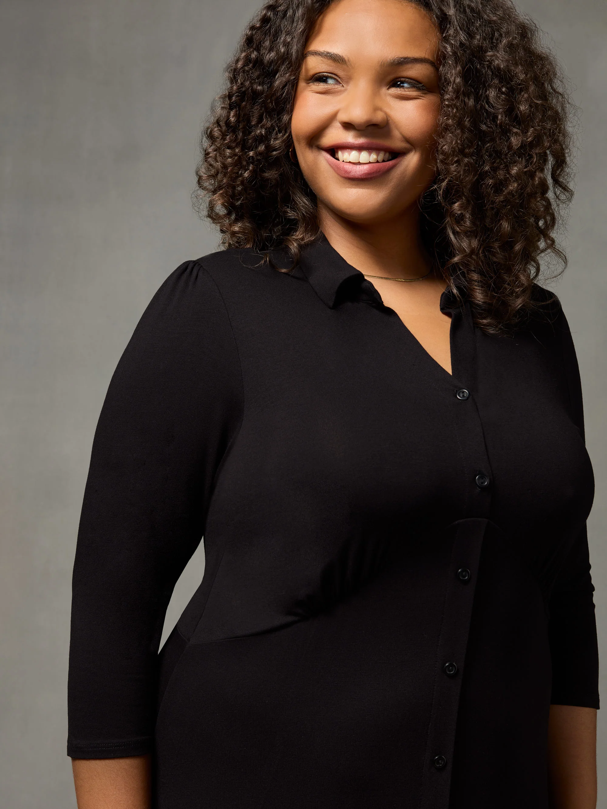 Black Empire Seam Jersey Midi Dress - Image 2