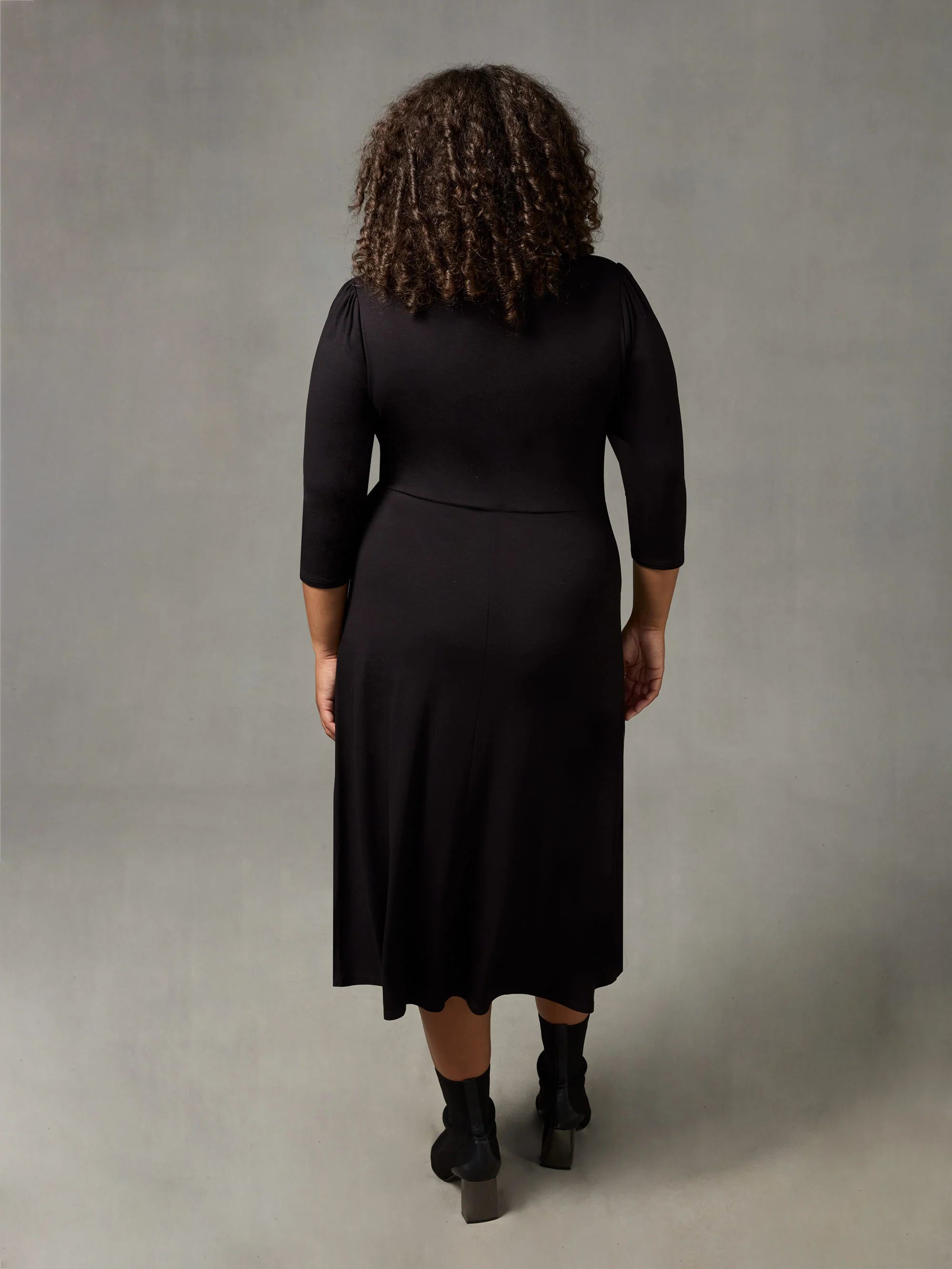 Black Empire Seam Jersey Midi Dress - Image 3