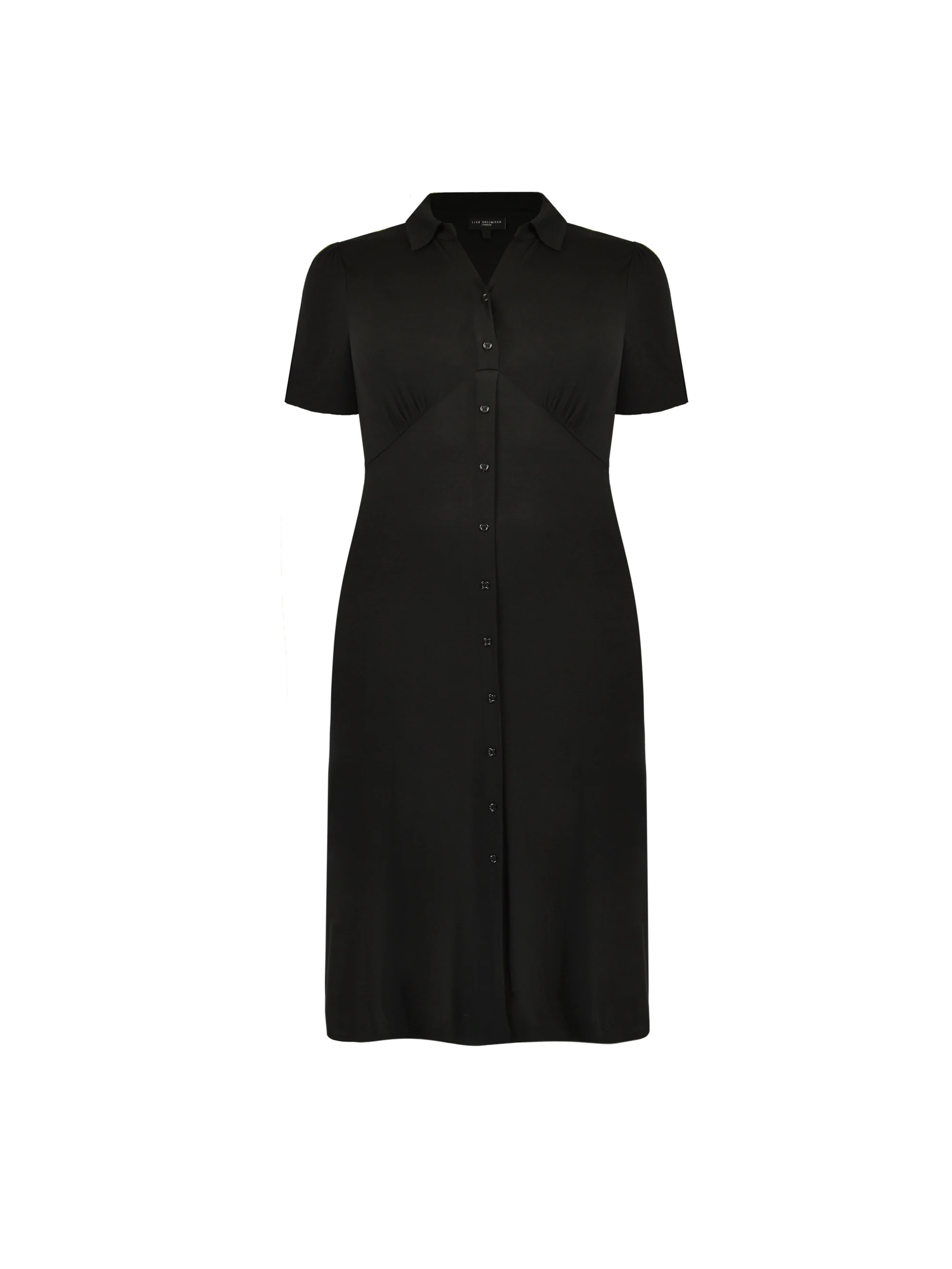 Black Empire Seam Midaxi Jersey Shirt Dress - Image 4