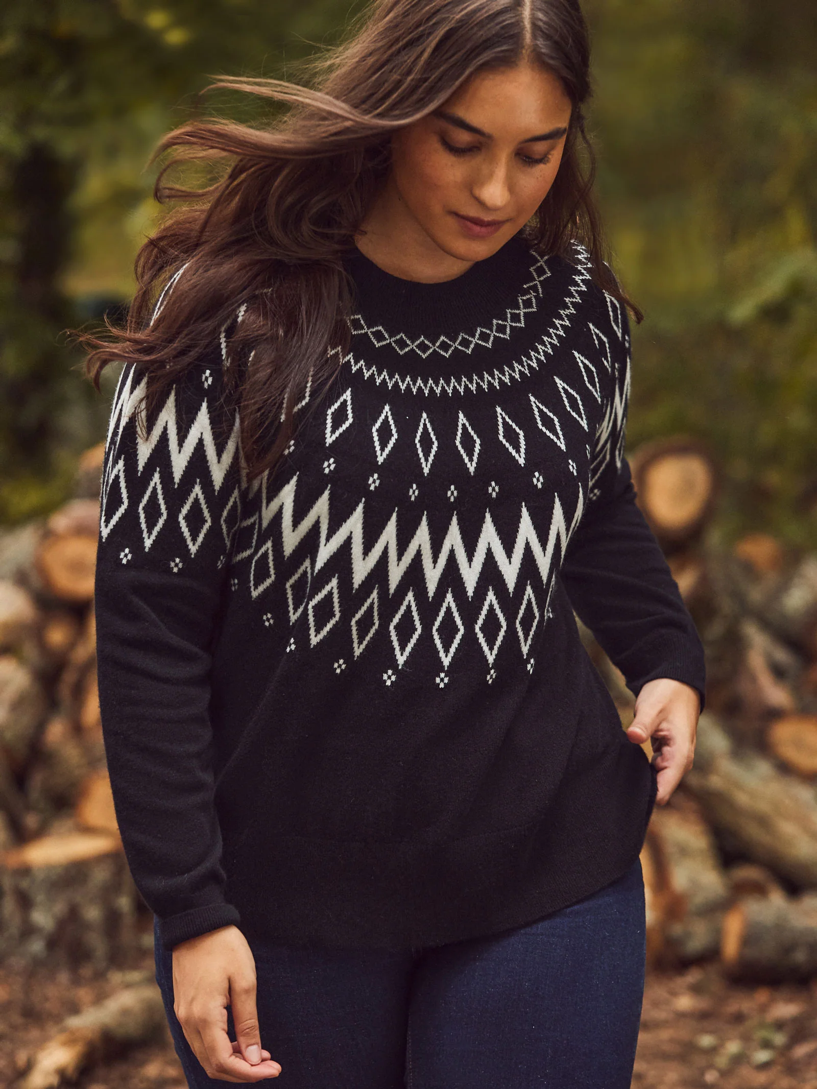 Black Fairisle Knit Jumper - Image 2